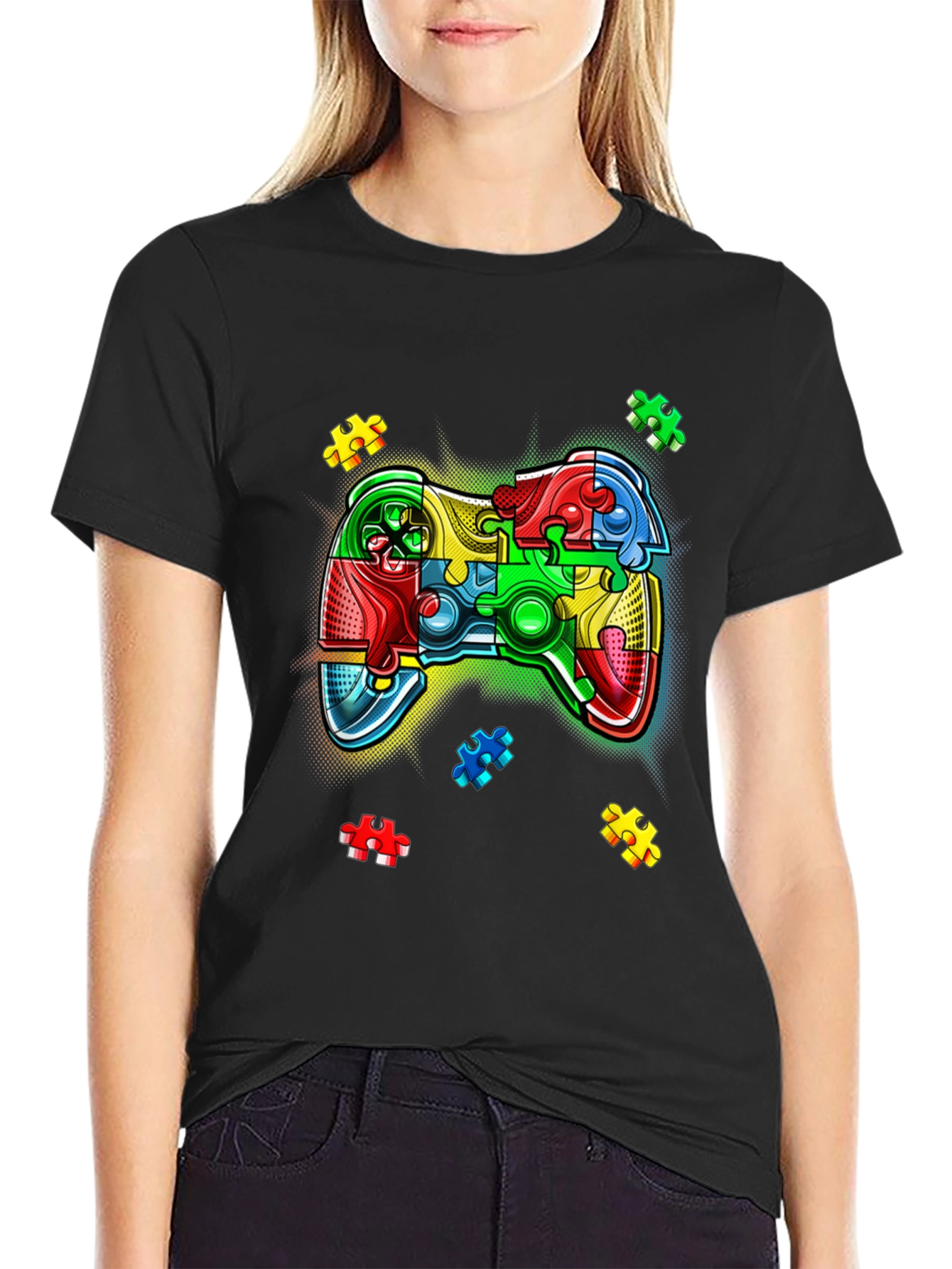 Puzzle Piece Game Controller Autism Awareness T-Shirt