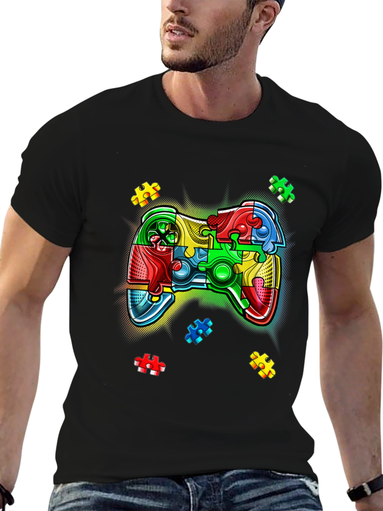 Puzzle Piece Game Controller Autism Awareness T-Shirt