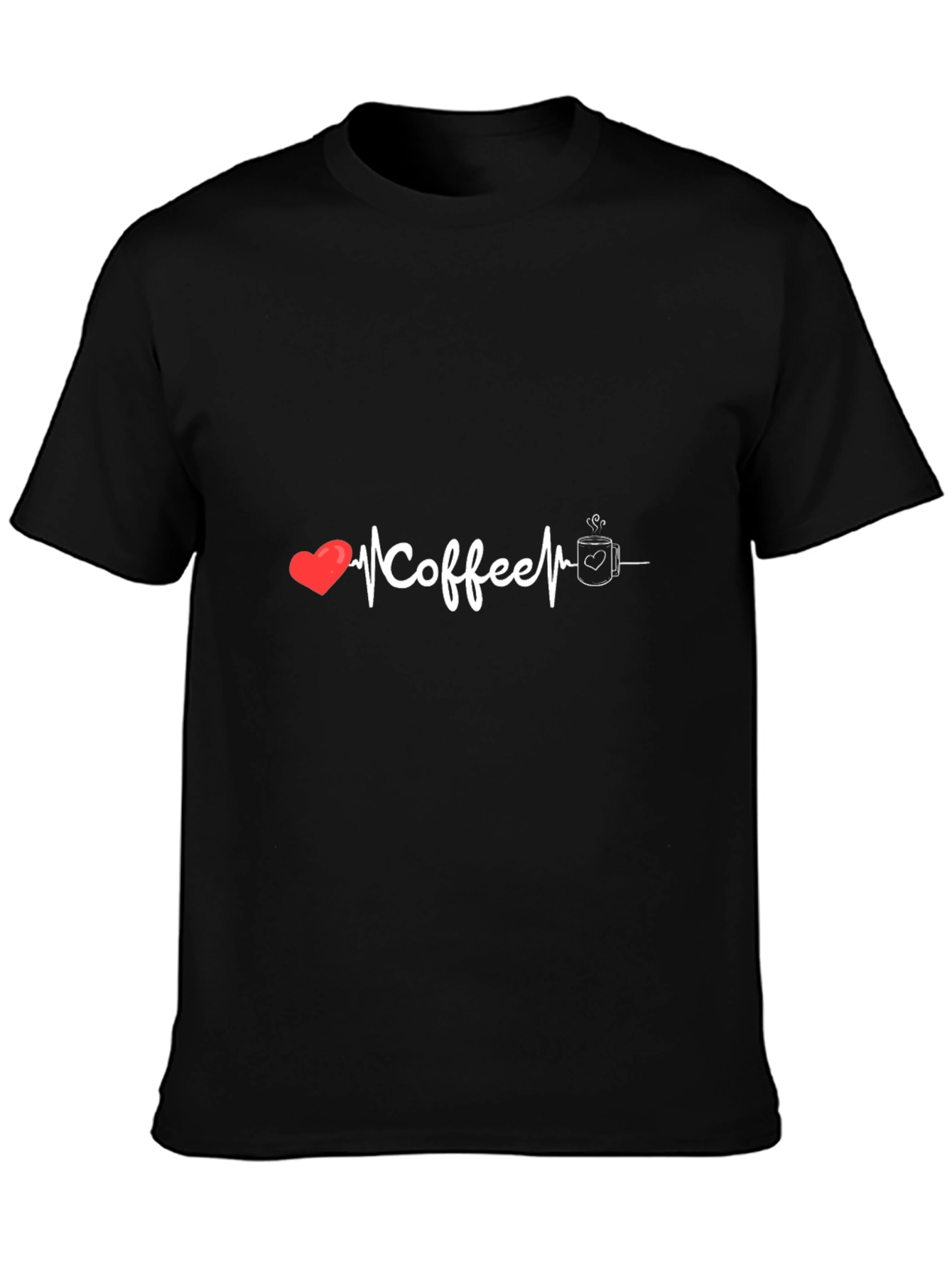 Coffee Heartbeat Graphic Tee - Black T-Shirt