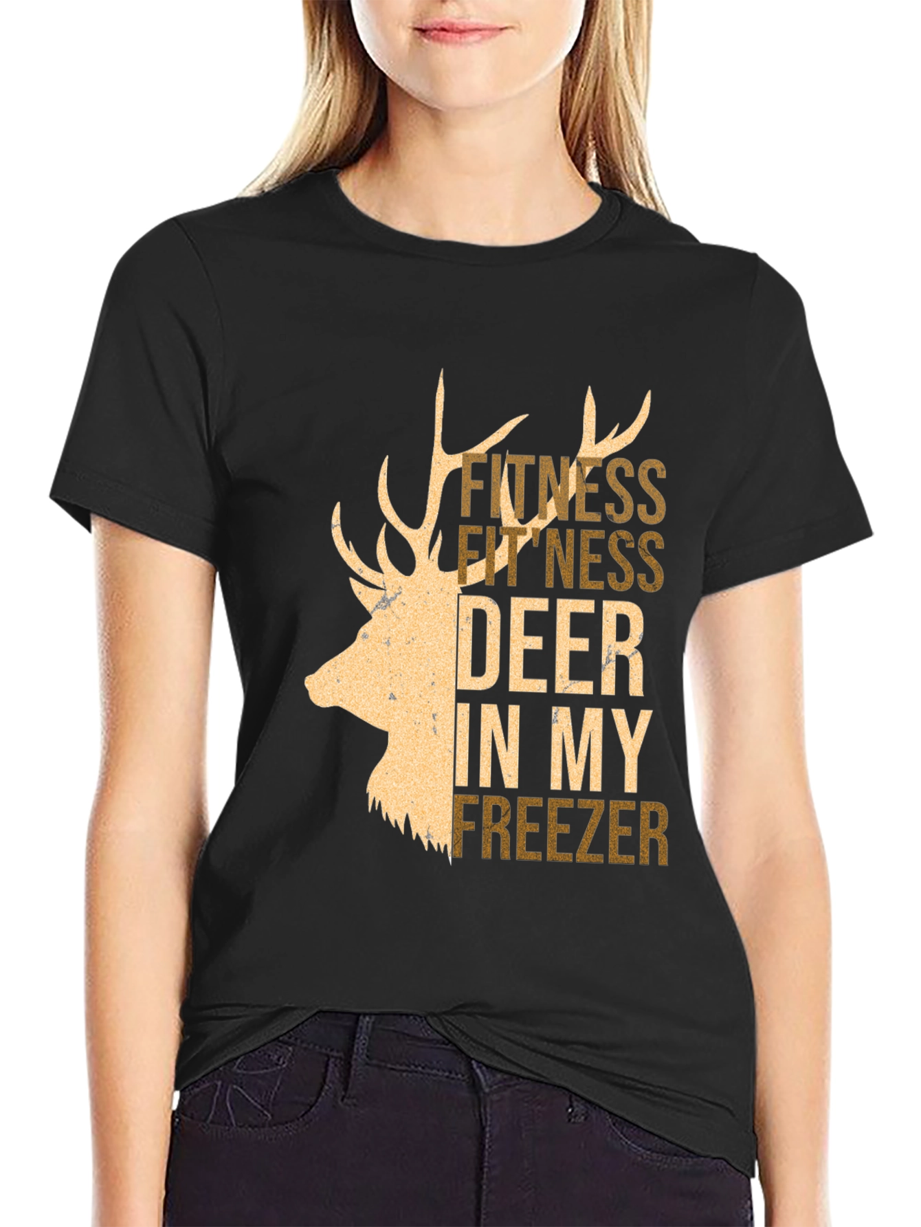 Fitness Deer In My Freezer Graphic Tee - Black