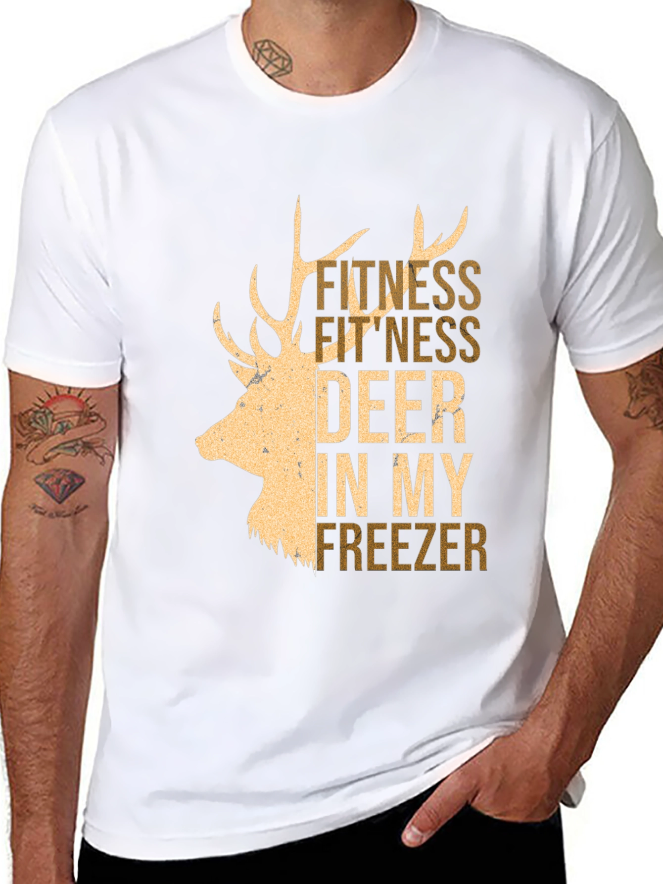 Fitness Deer In My Freezer Graphic Tee - Black