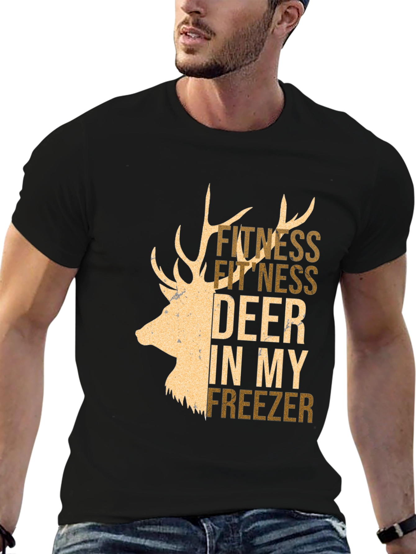 Fitness Deer In My Freezer Graphic Tee - Black