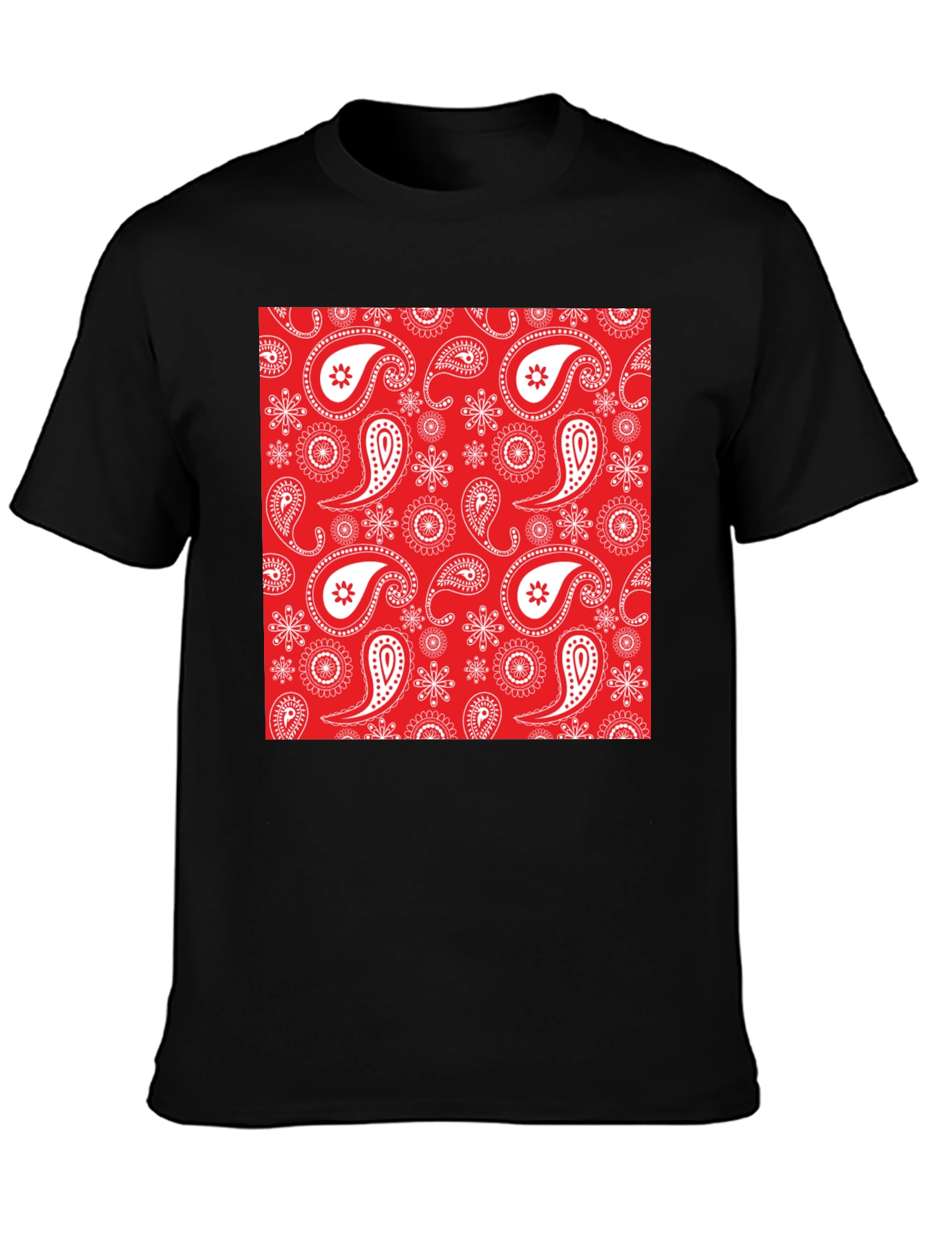 Red Bandana Print T-Shirt - Black Casual Tee