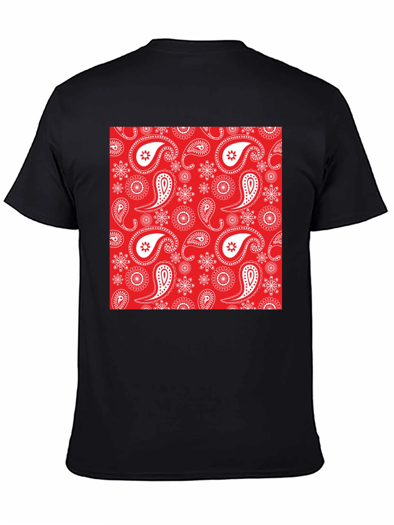 Red Bandana Print T-Shirt - Black Casual Tee