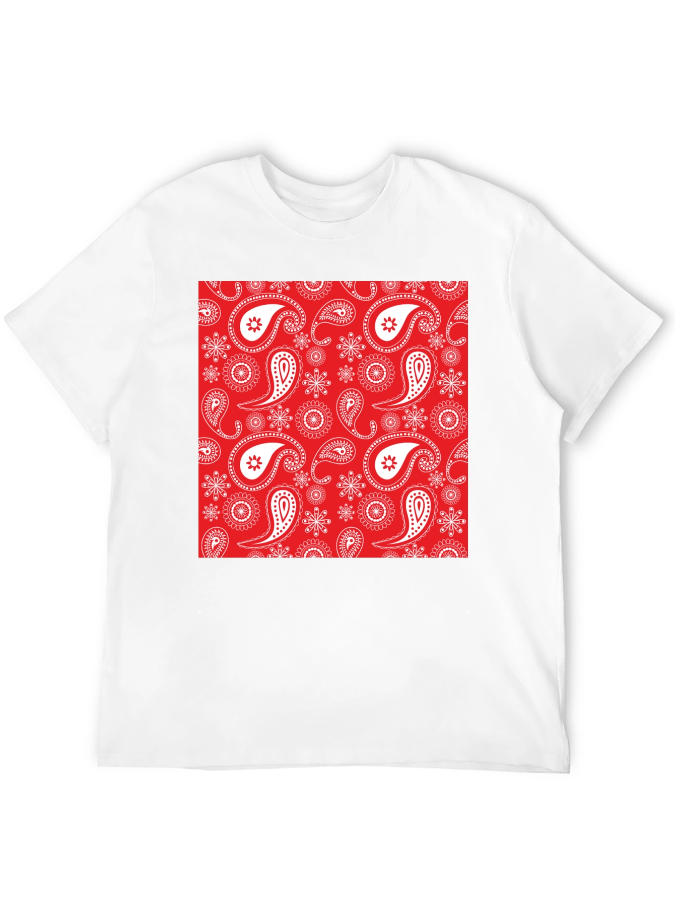 Red Bandana Print T-Shirt - Black Casual Tee