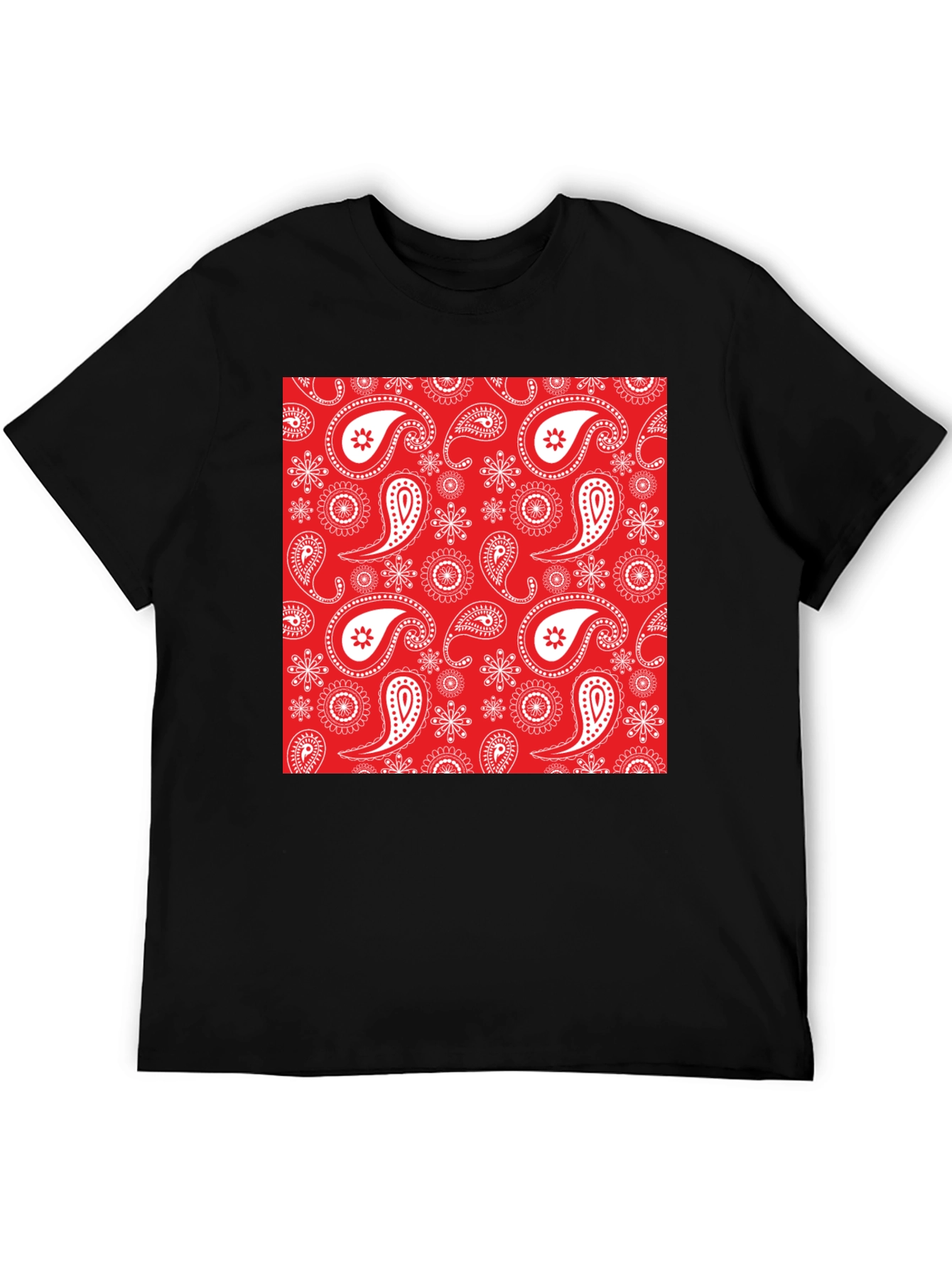 Red Bandana Print T-Shirt - Black Casual Tee