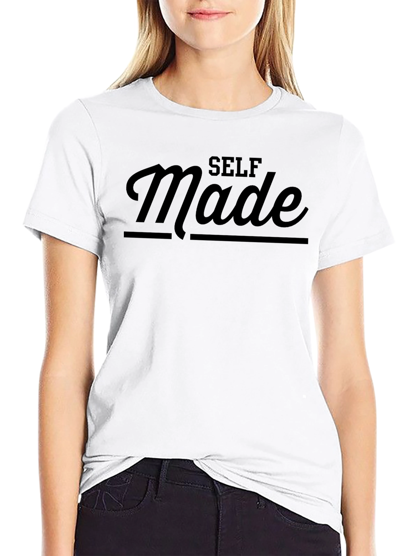 Self Made Graphic Tee - Black Crew Neck T-Shirt