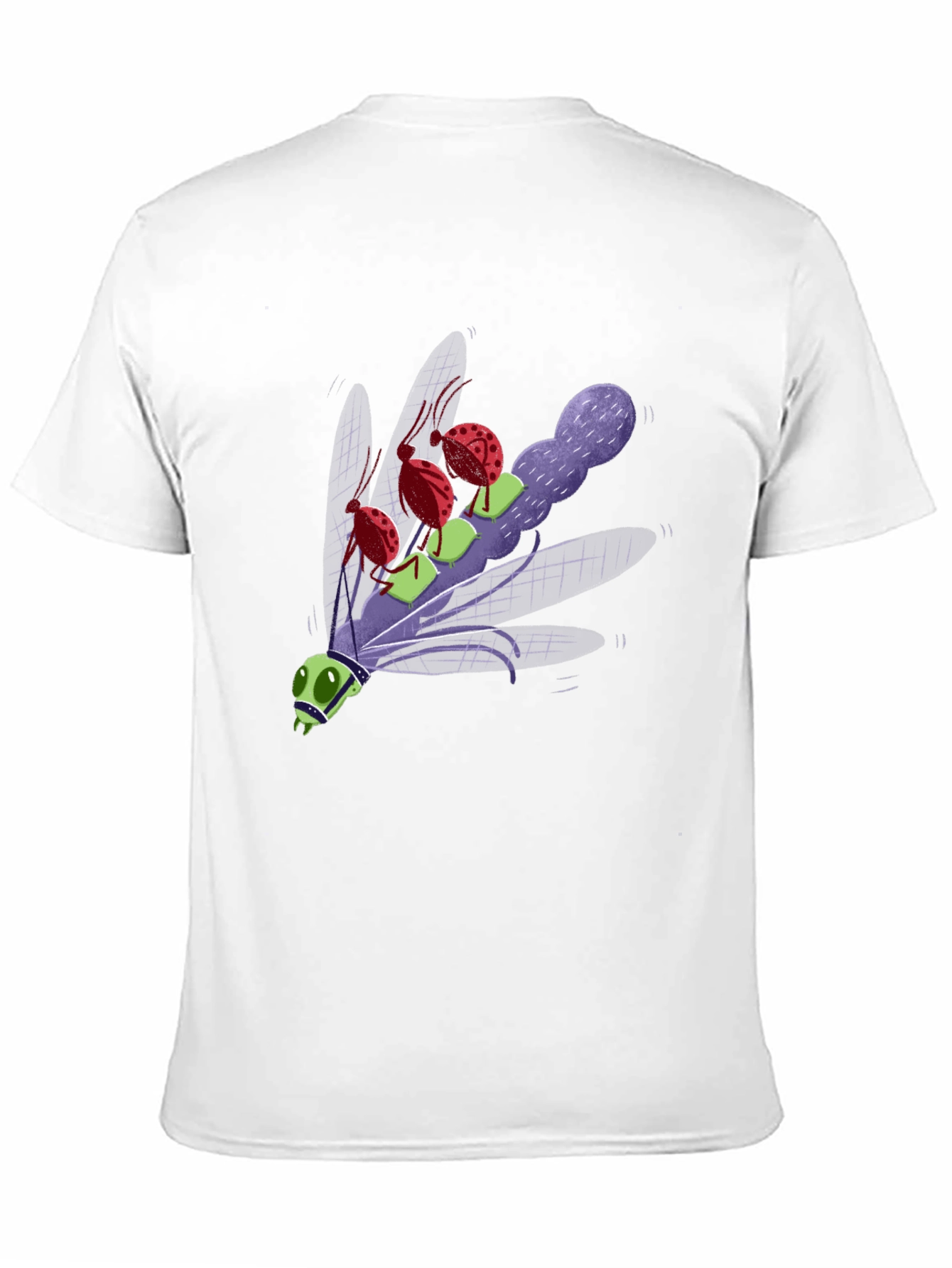 Cartoon Insect Graphic Tee - Black Cotton Blend