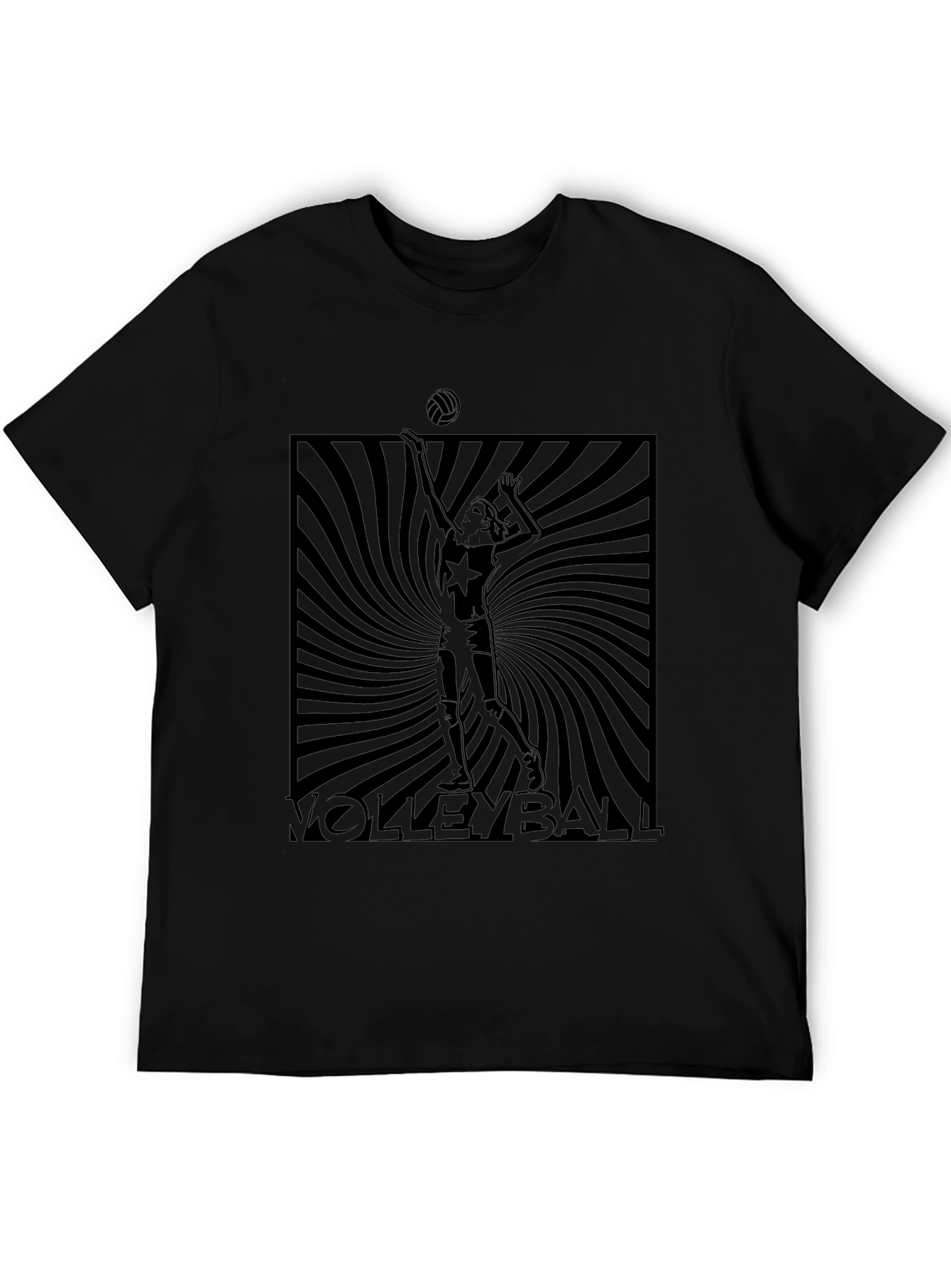 Volleyball Graphic Tee - Black Cotton T-Shirt
