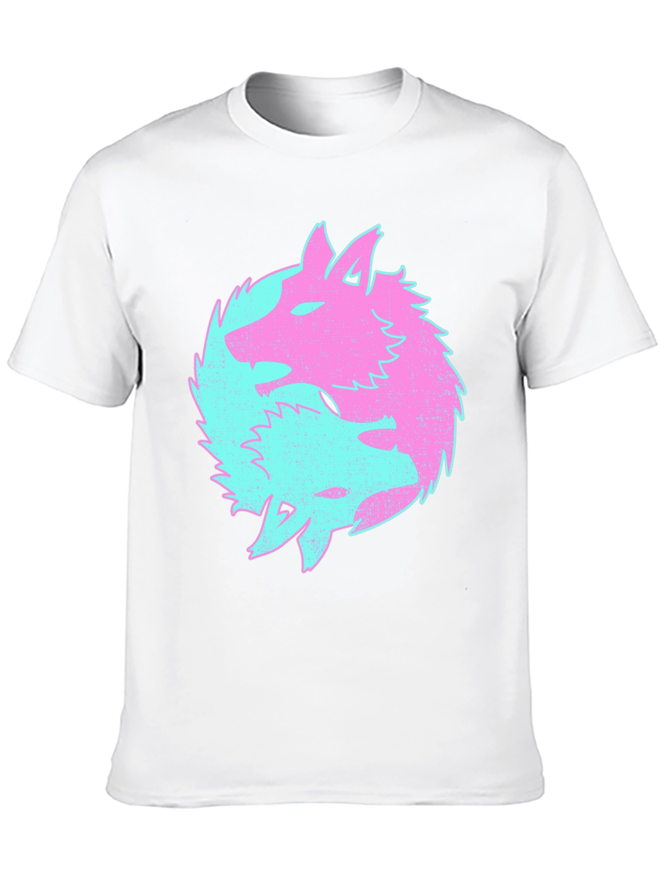 Yin Yang Wolves Graphic Tee - Black Cotton T-Shirt