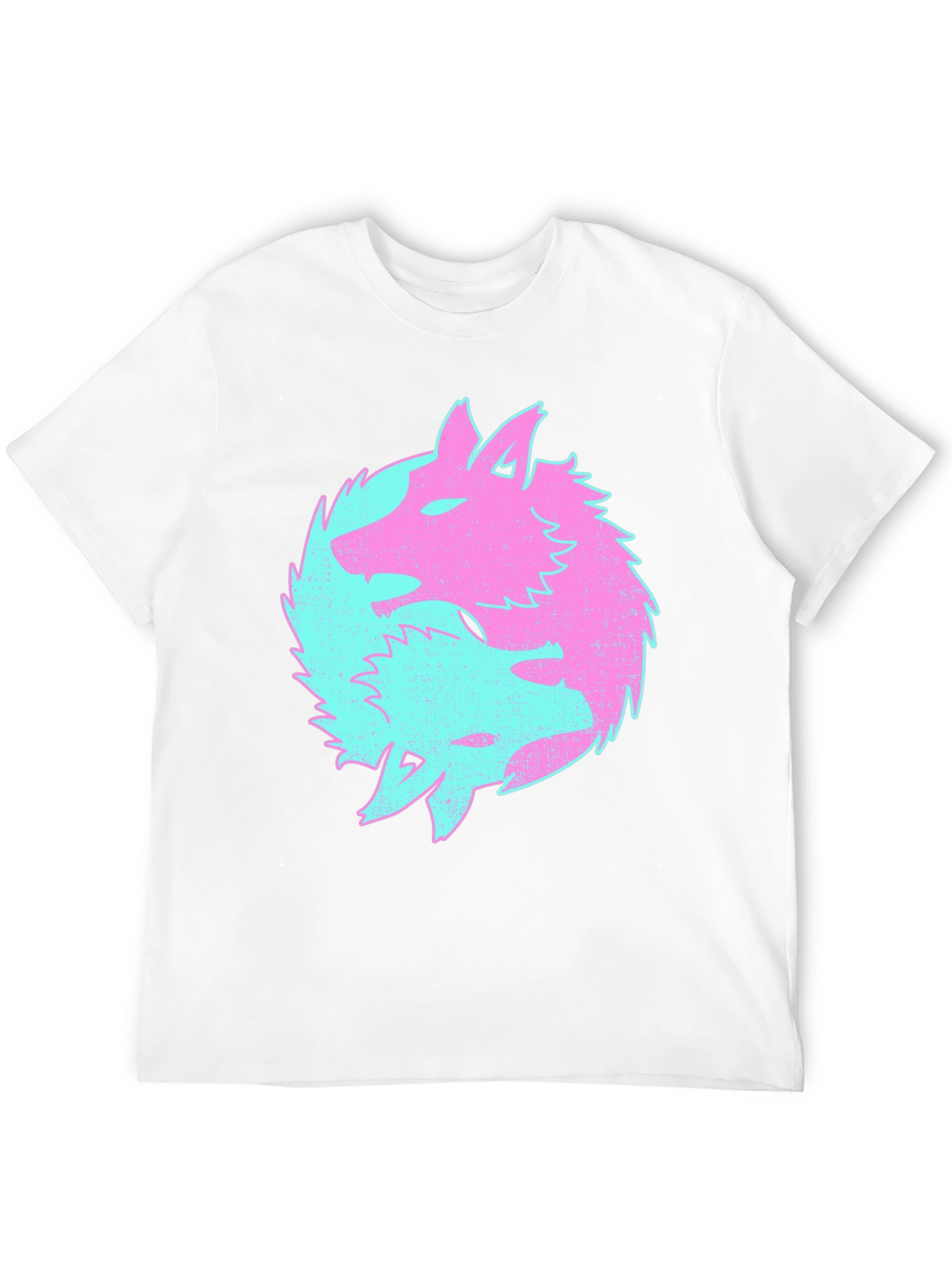 Yin Yang Wolves Graphic Tee - Black Cotton T-Shirt