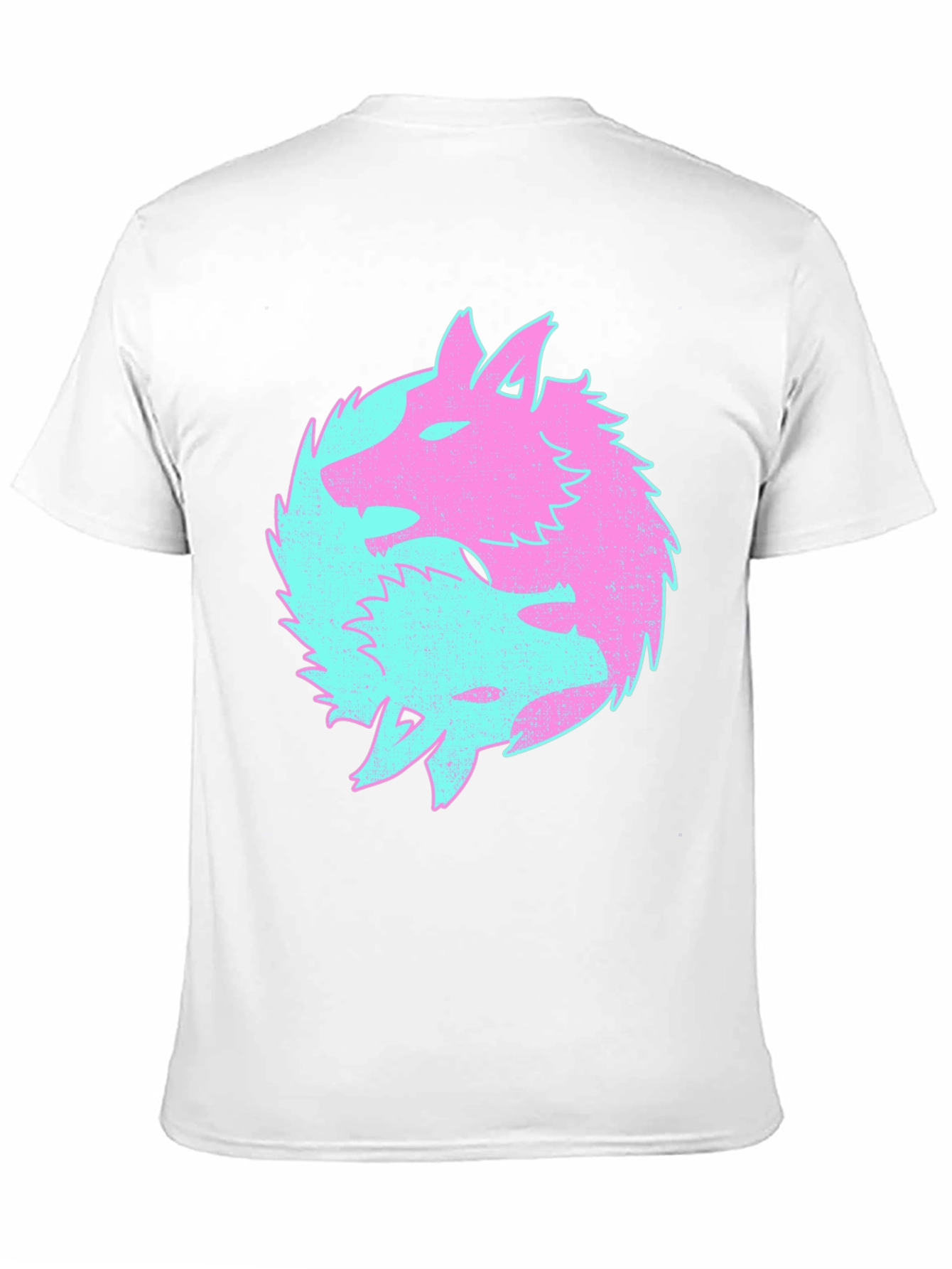 Yin Yang Wolves Graphic Tee - Black Cotton T-Shirt