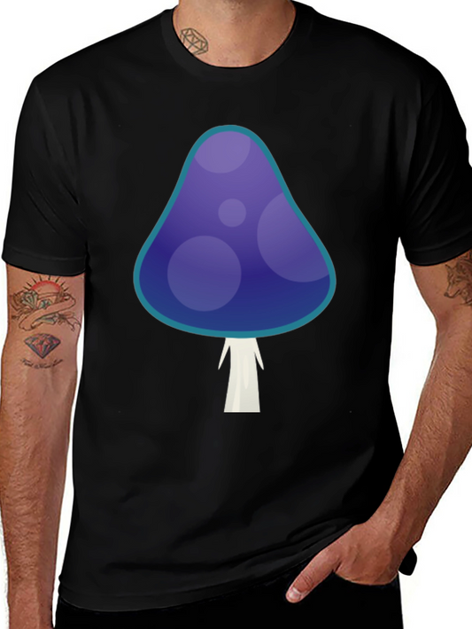 Funky Mushroom Graphic T-Shirt - Black Cotton Tee