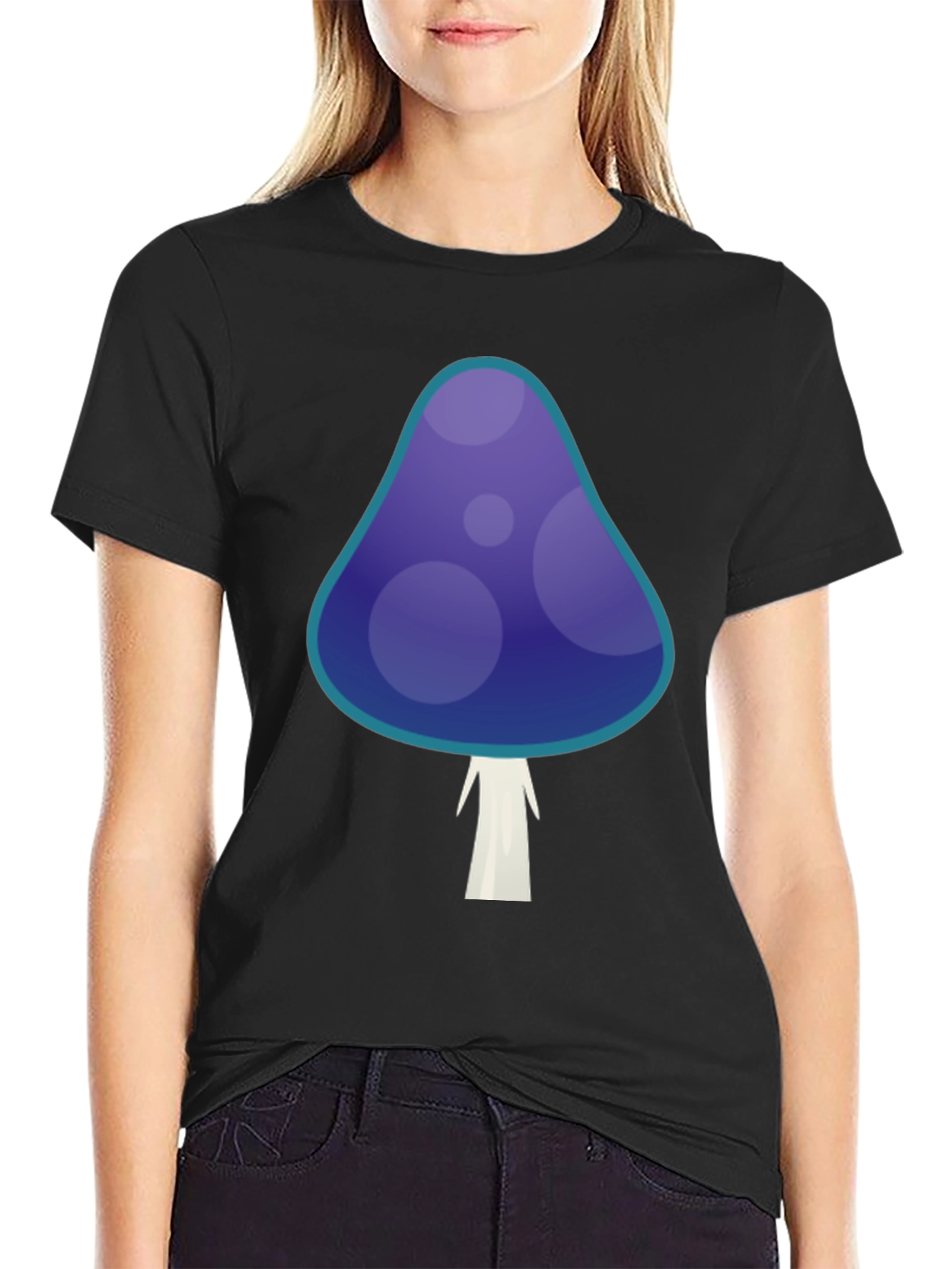 Funky Mushroom Graphic T-Shirt - Black Cotton Tee
