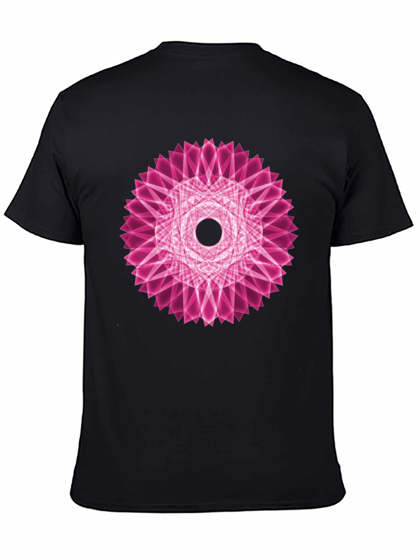 Geometric Pink Mandala Black T-Shirt