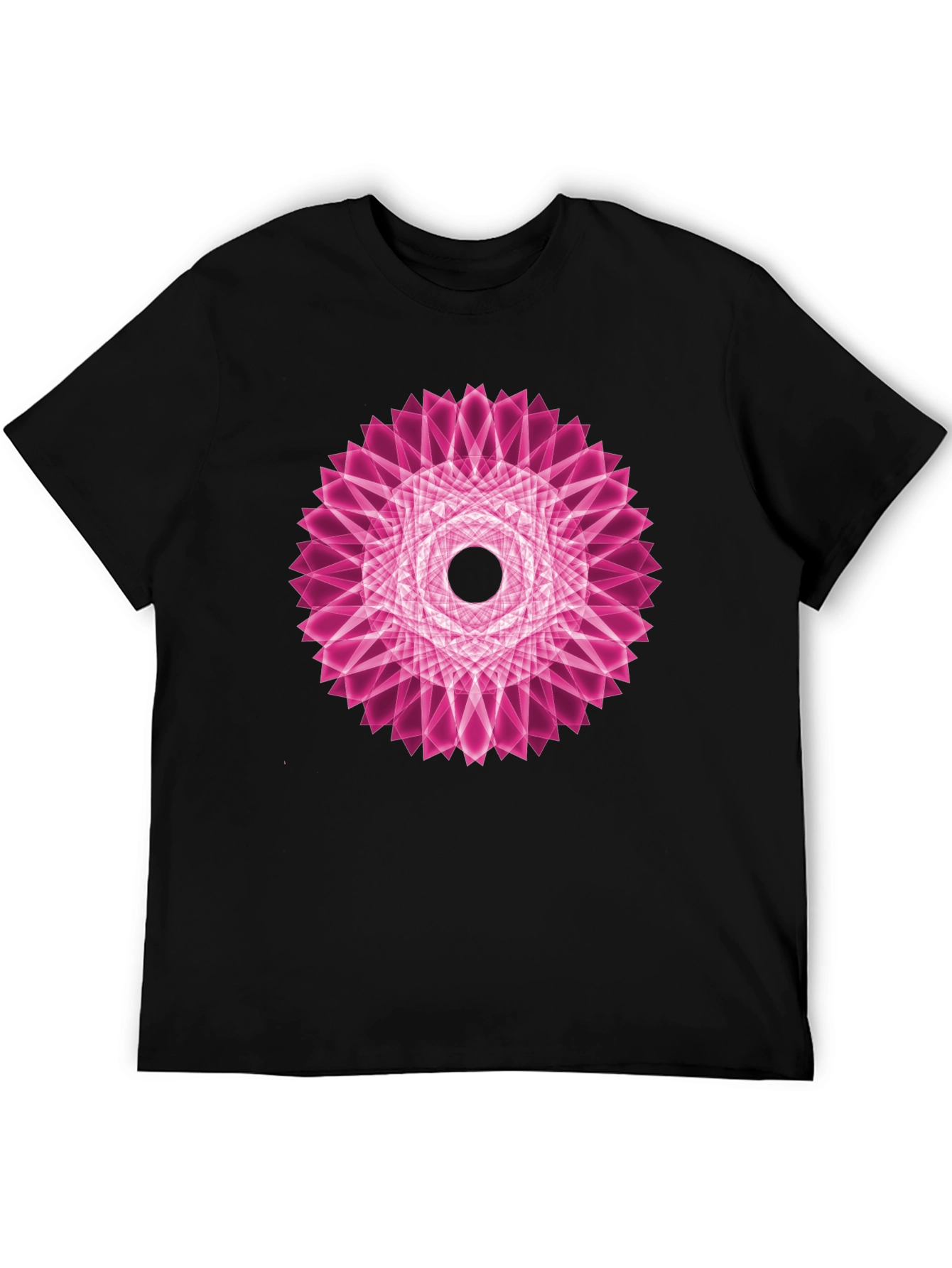 Geometric Pink Mandala Black T-Shirt