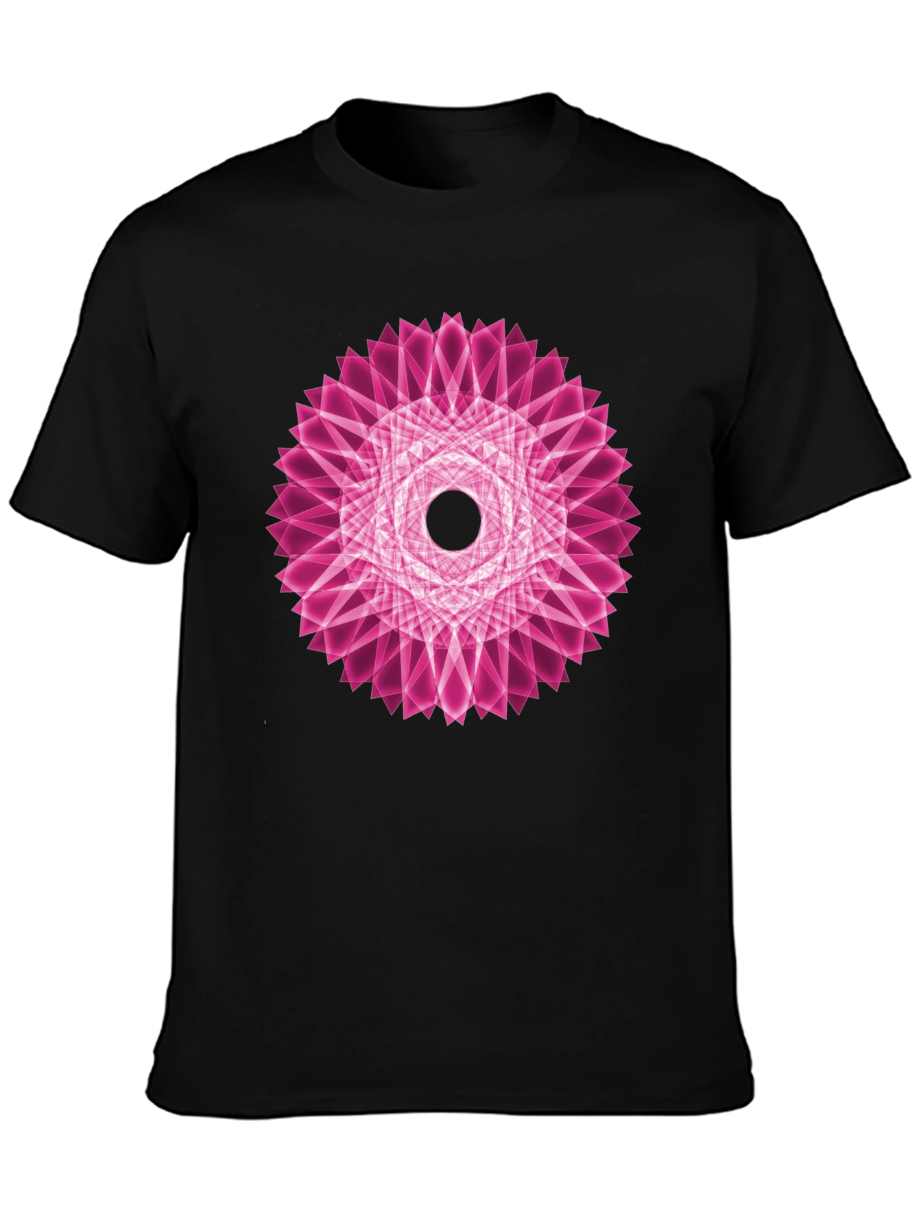 Geometric Pink Mandala Black T-Shirt