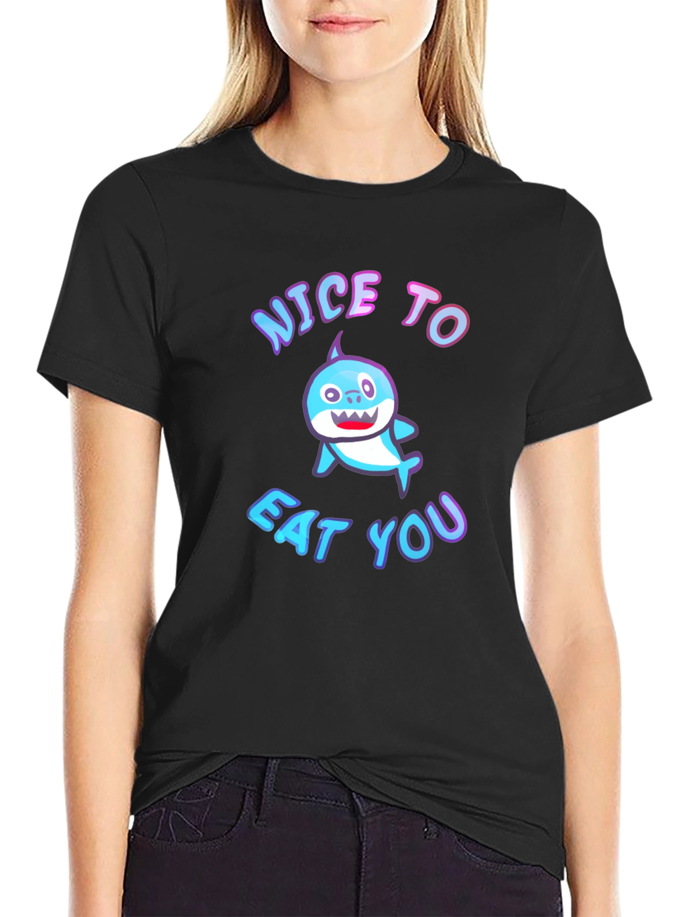 Nice to Eat You Baby Shark Black T-Shirt