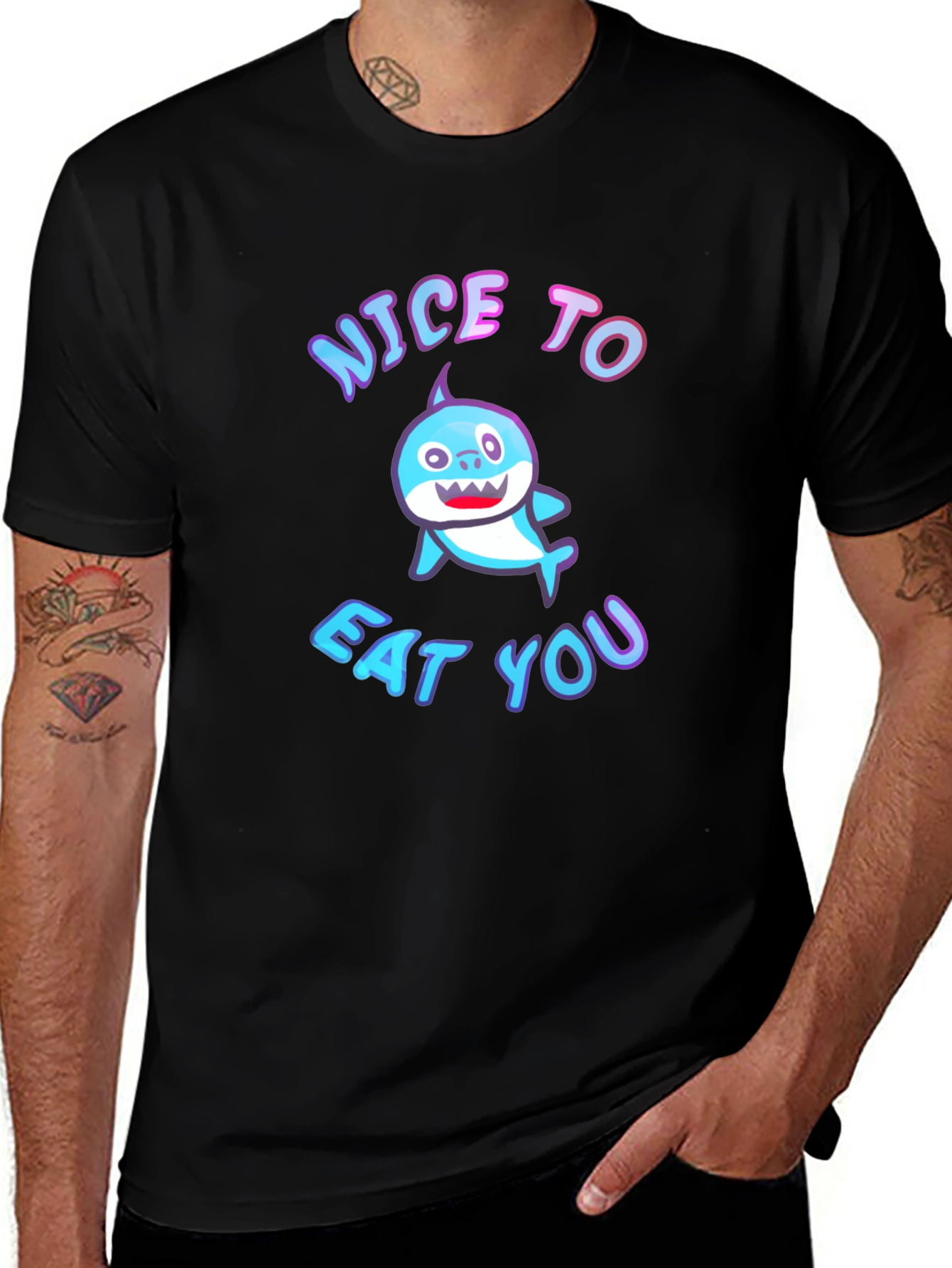 Nice to Eat You Baby Shark Black T-Shirt