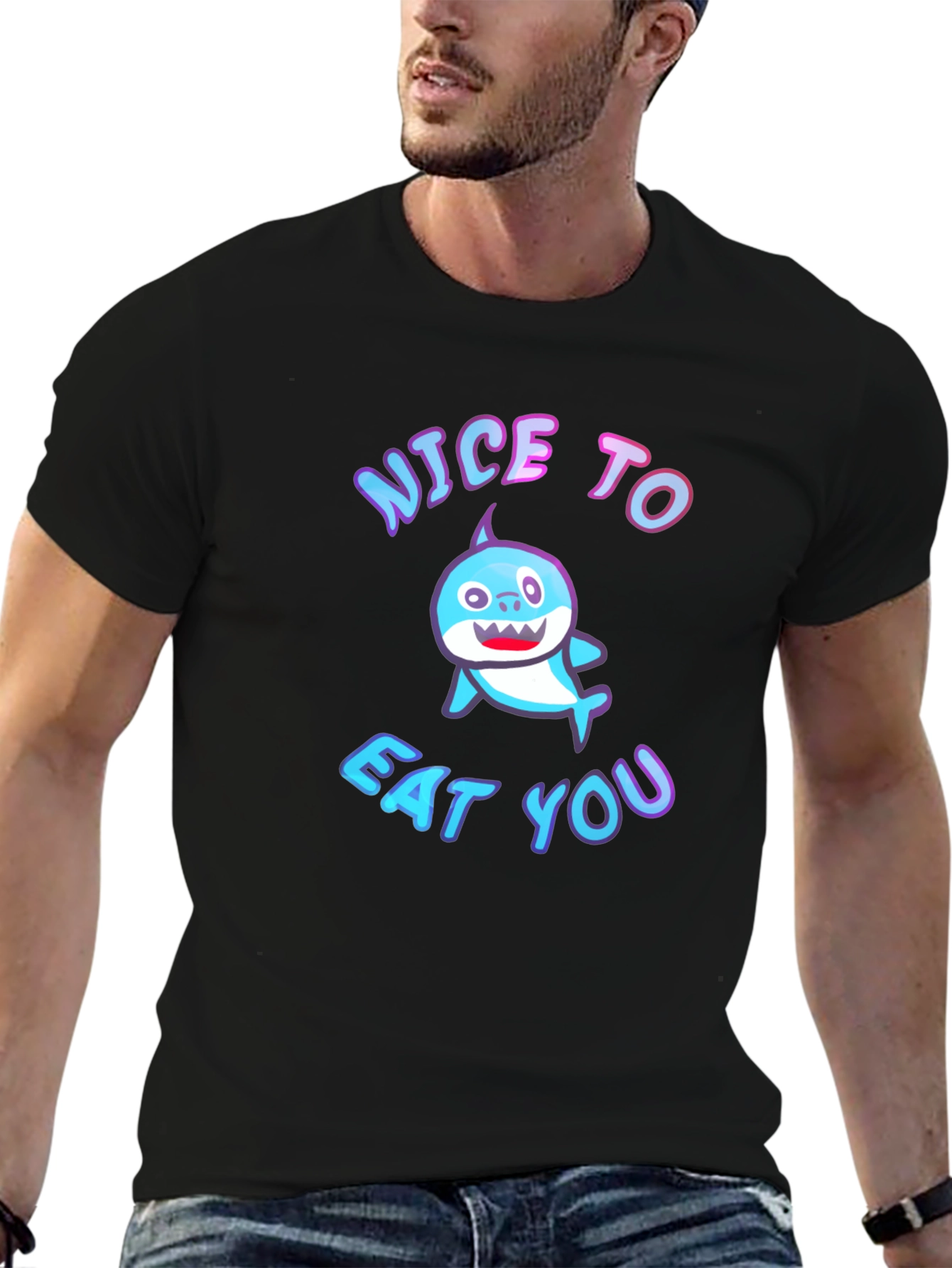 Nice to Eat You Baby Shark Black T-Shirt