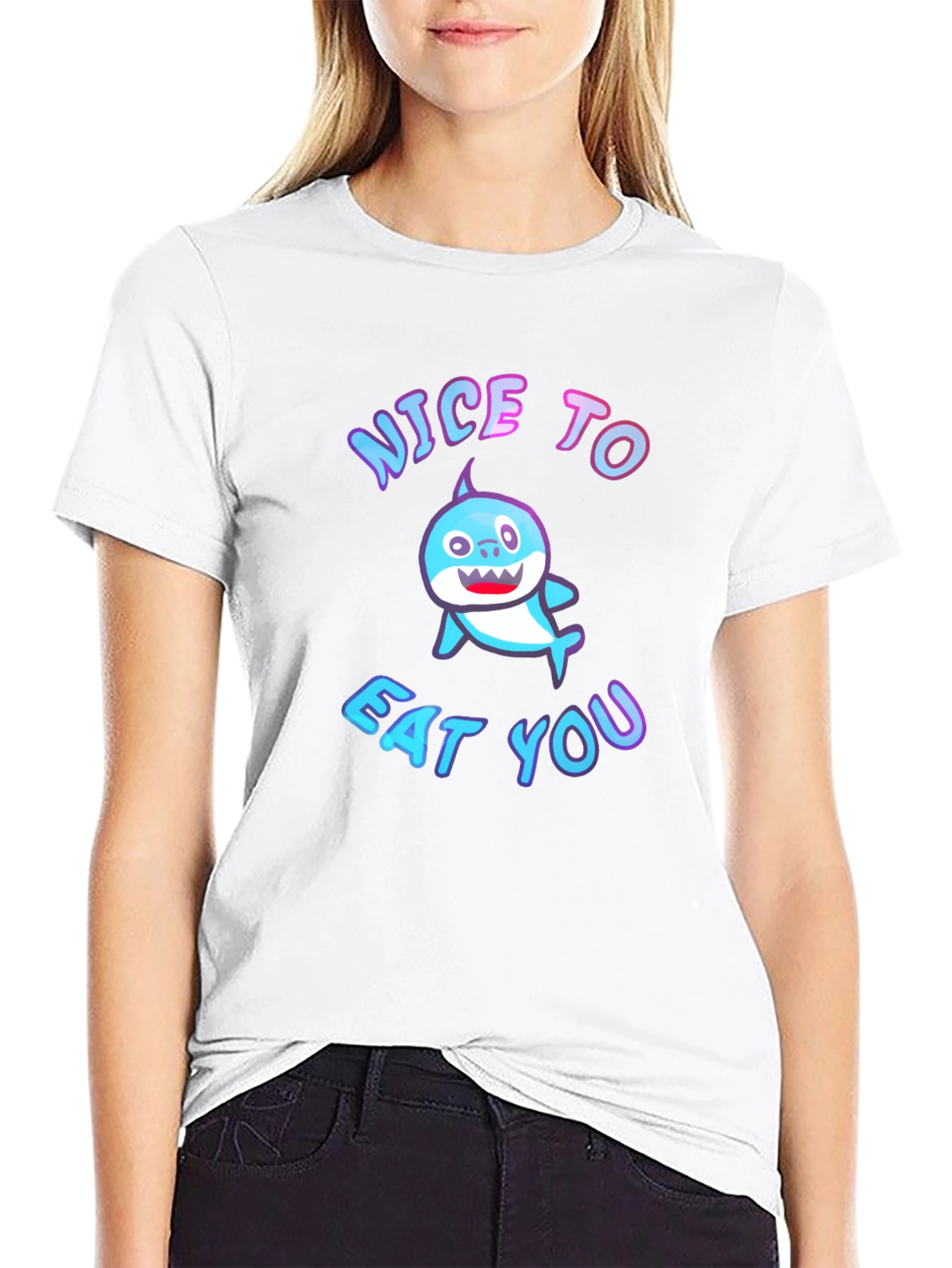 Nice to Eat You Baby Shark Black T-Shirt