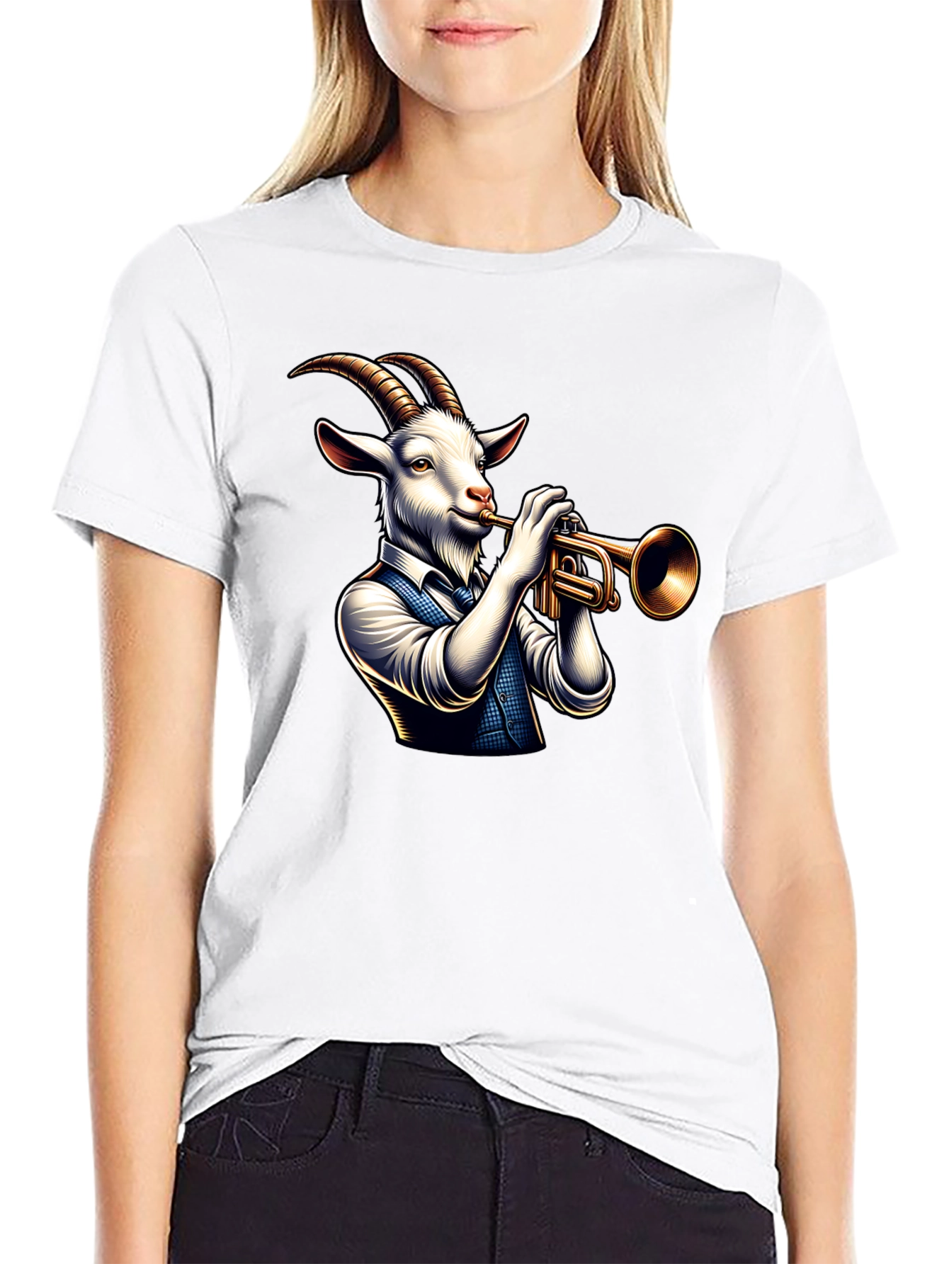 Goat Trumpet Player Graphic Tee