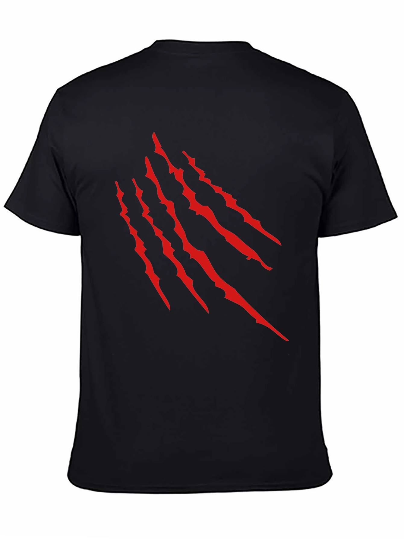 Black T-Shirt with Red Claw Scratch Design