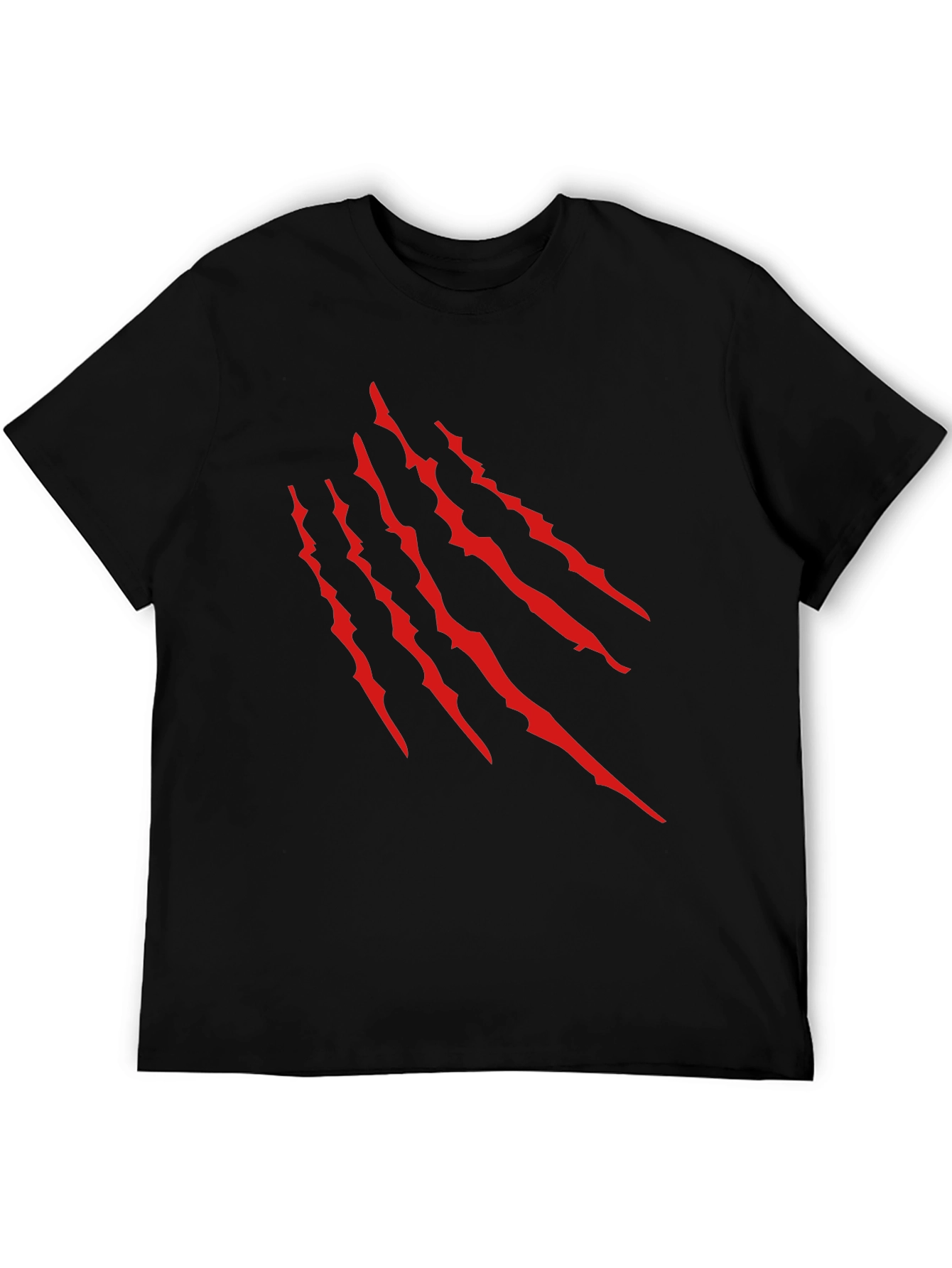 Black T-Shirt with Red Claw Scratch Design