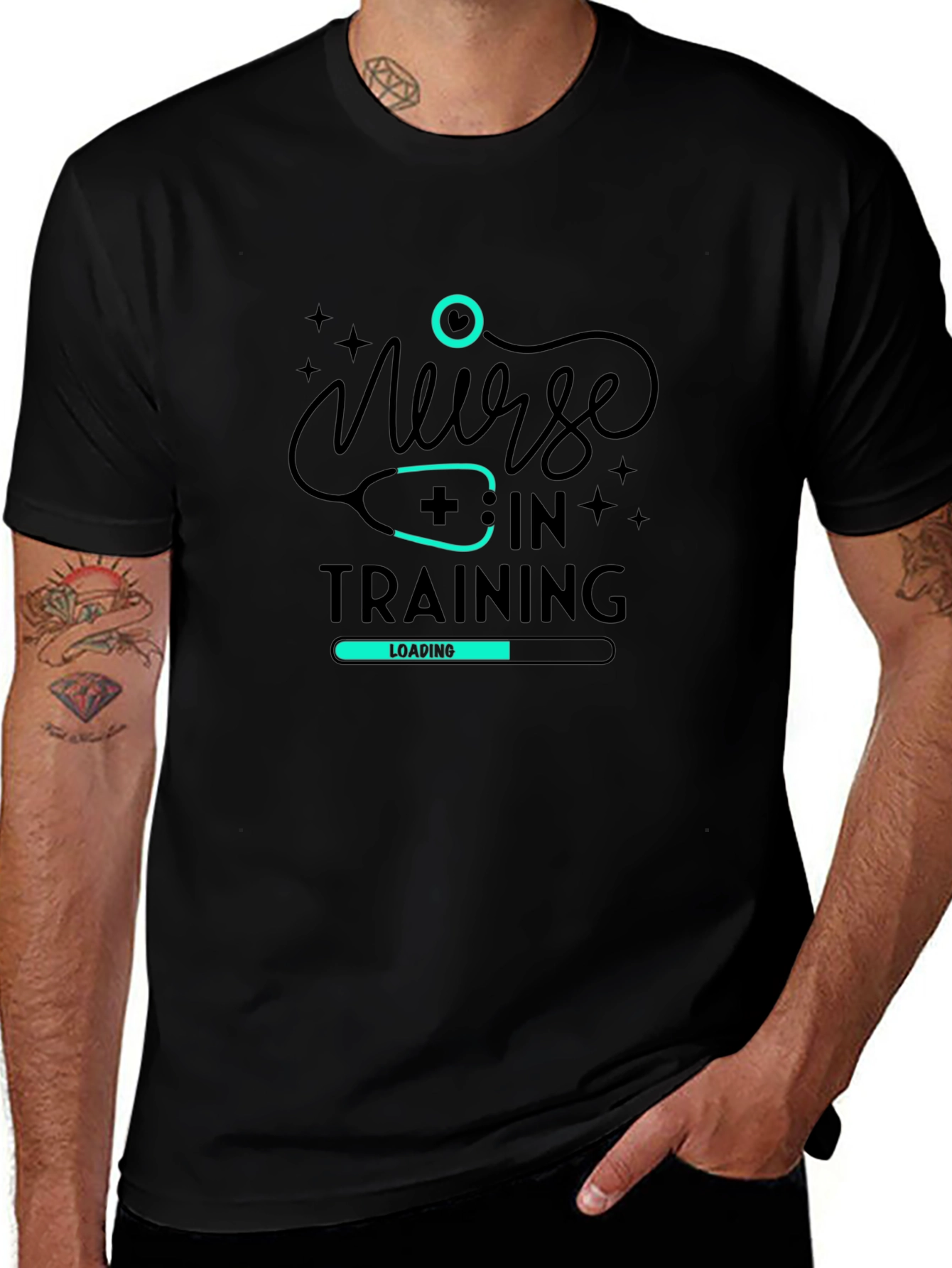 Nurse In Training Black Graphic Tee