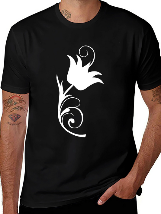 Elegant Black T-Shirt with Floral Design