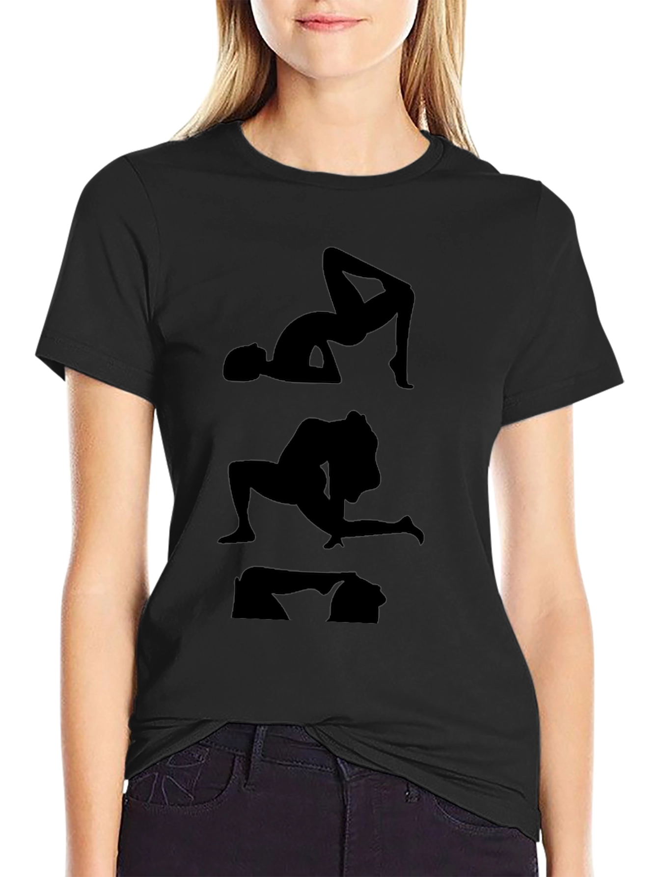 Silhouette Yoga Pose Graphic Tee - Black