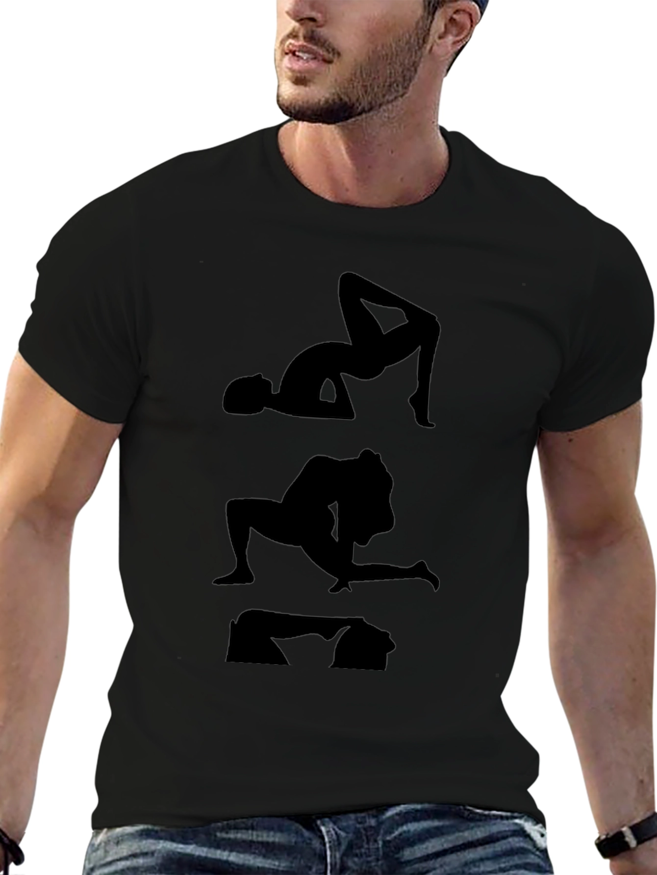 Silhouette Yoga Pose Graphic Tee - Black
