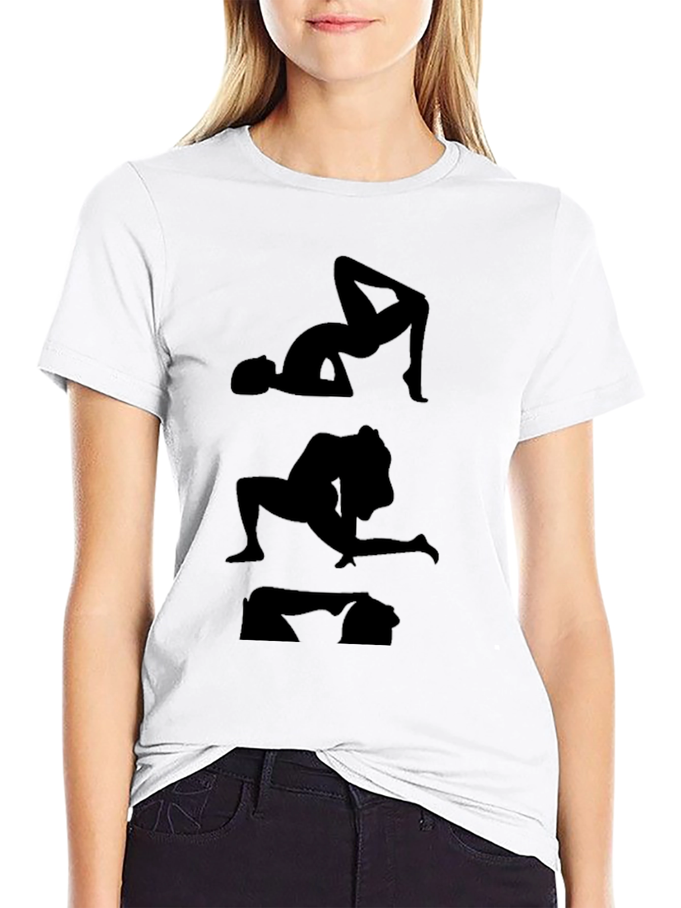 Silhouette Yoga Pose Graphic Tee - Black