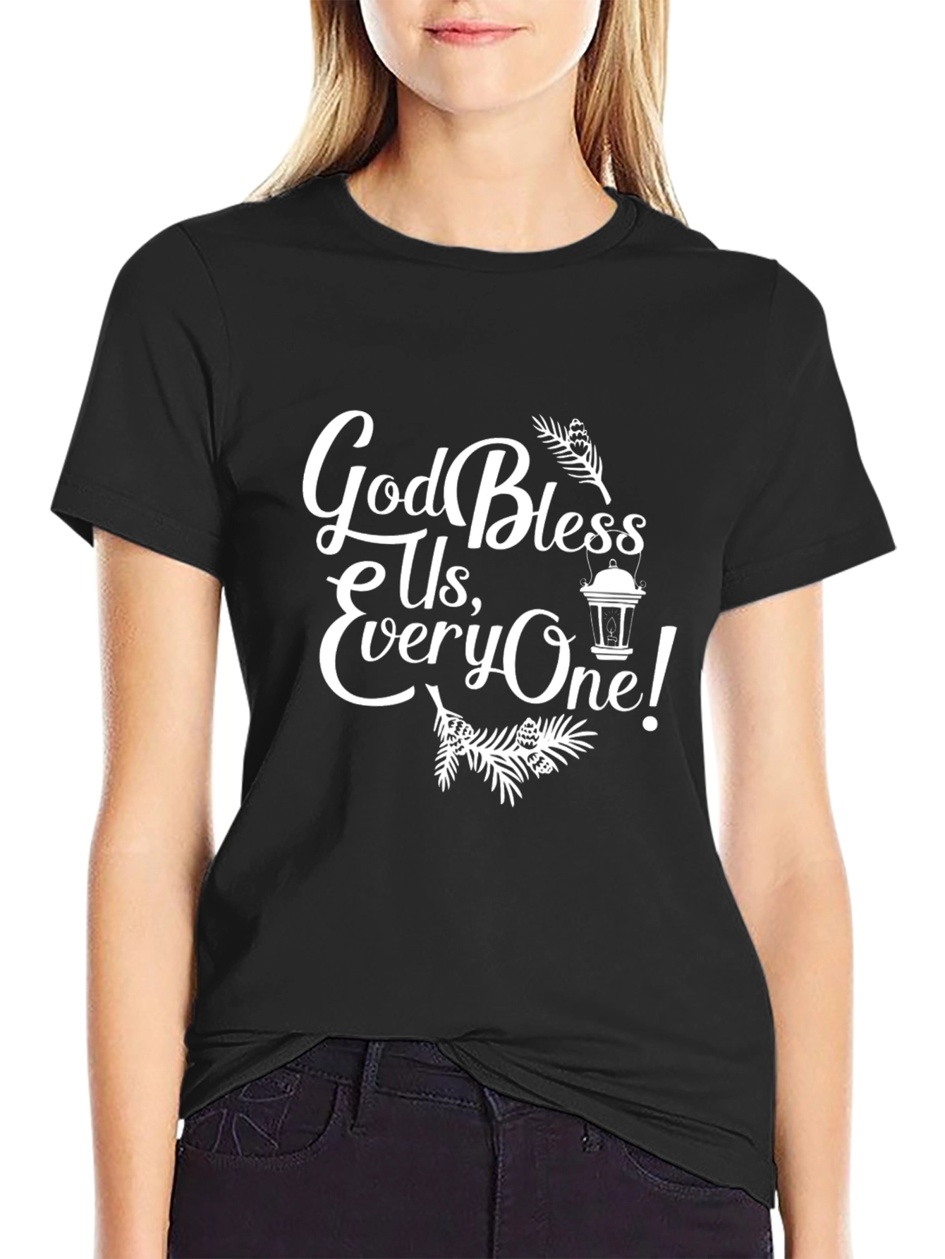 God Bless Us Everyone Black Tee Shirt
