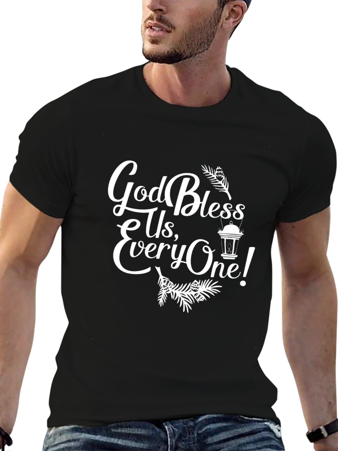 God Bless Us Everyone Black Tee Shirt