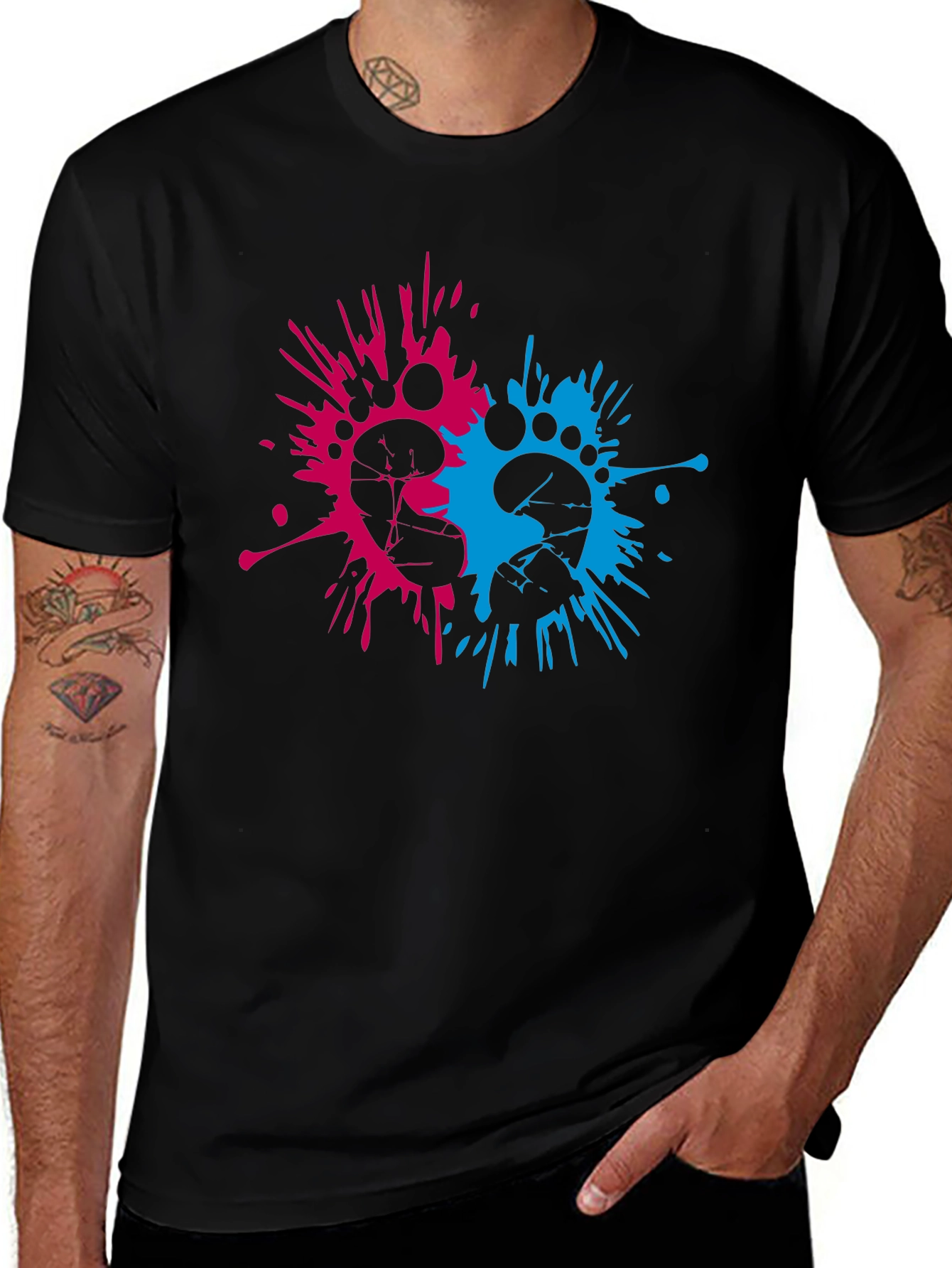 Baby Gender Reveal Footprint Splatter T-Shirt