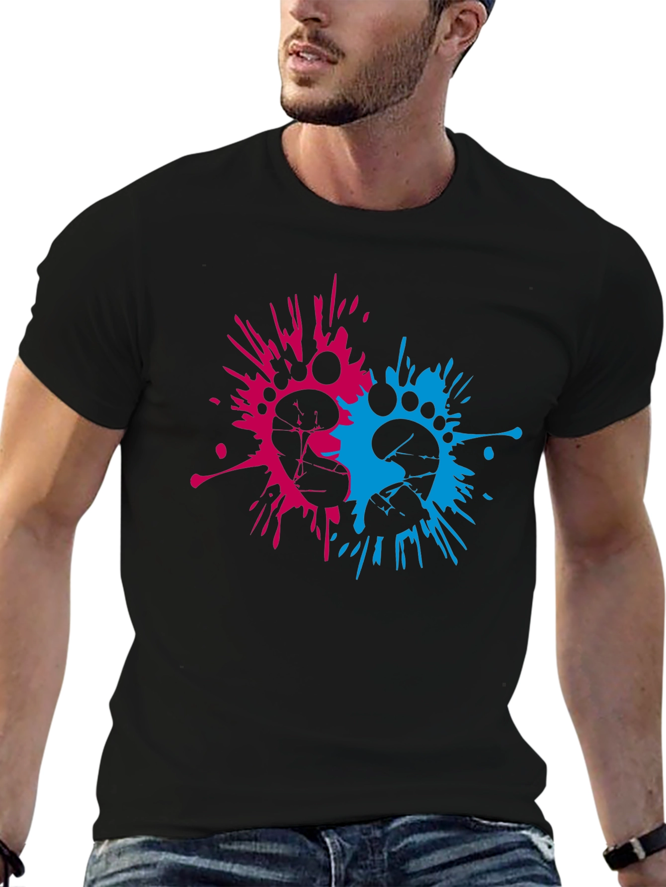 Baby Gender Reveal Footprint Splatter T-Shirt