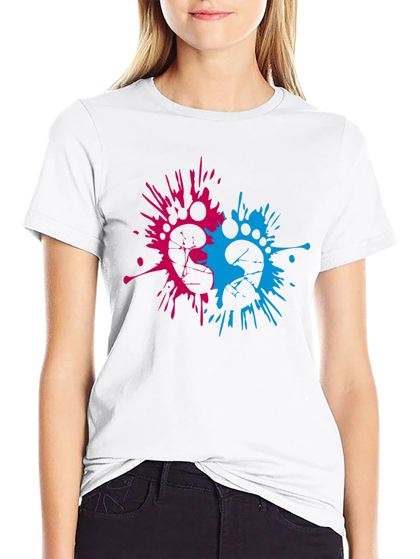 Baby Gender Reveal Footprint Splatter T-Shirt