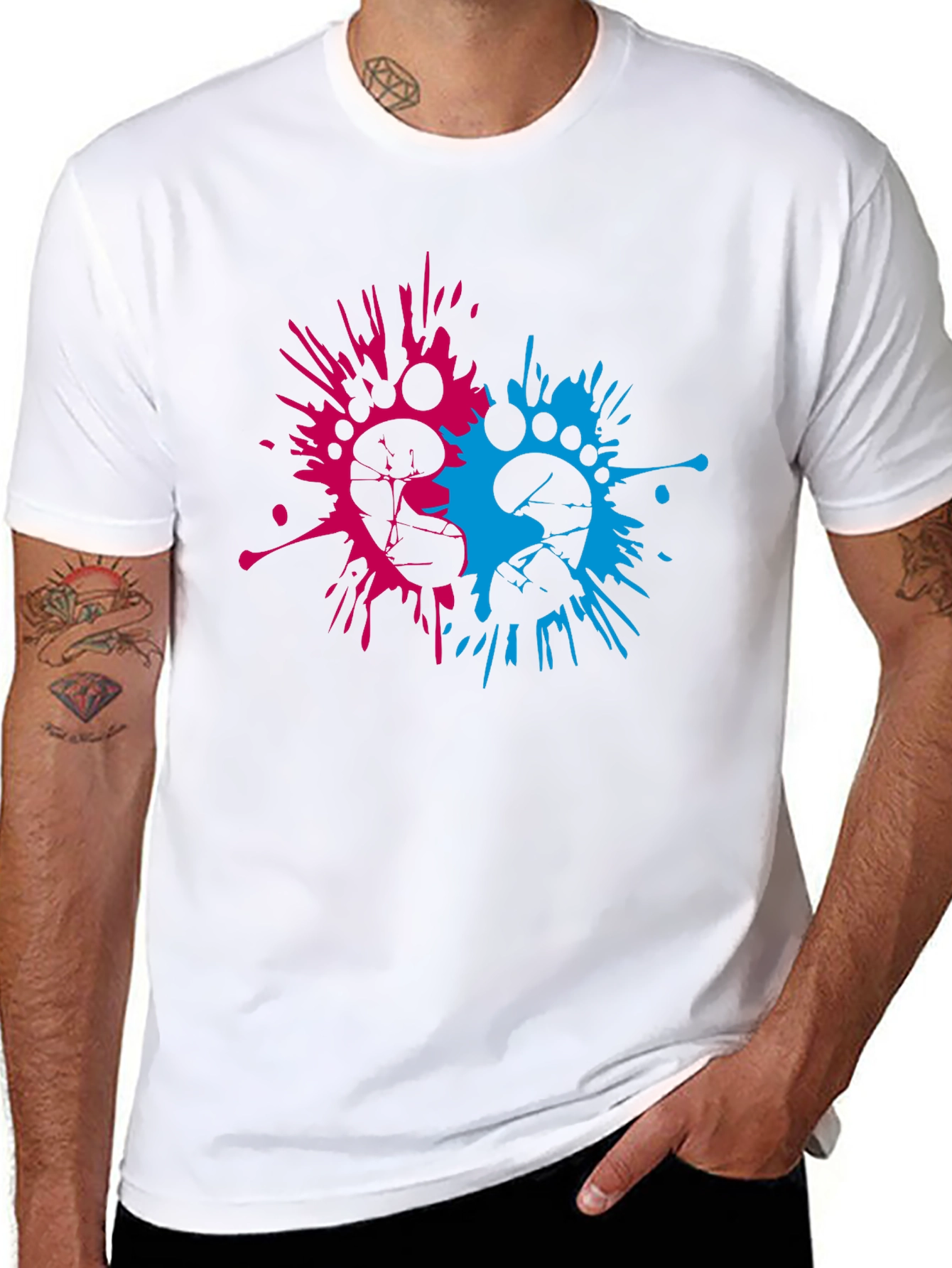 Baby Gender Reveal Footprint Splatter T-Shirt
