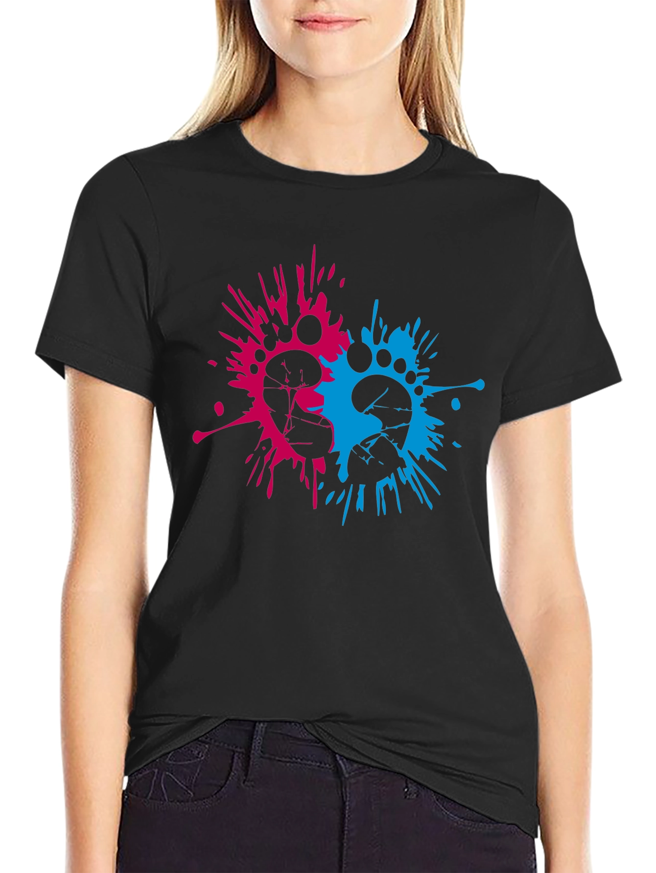 Baby Gender Reveal Footprint Splatter T-Shirt