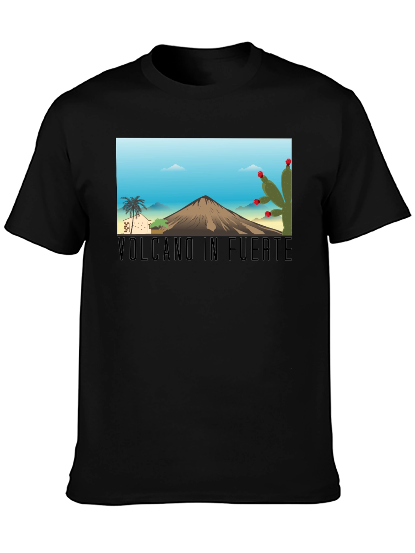 Volcano in Fuerte T-Shirt: Black Cotton Tee
