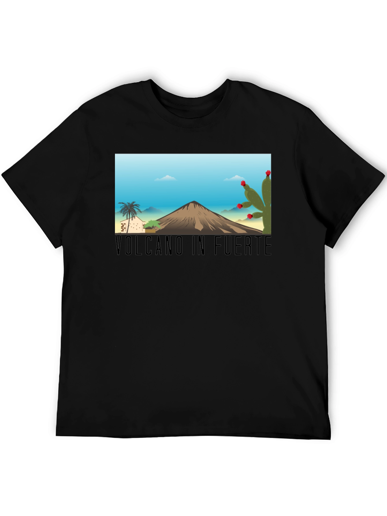 Volcano in Fuerte T-Shirt: Black Cotton Tee