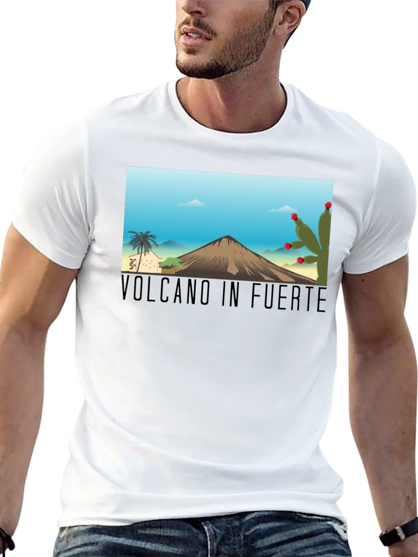 Volcano in Fuerte T-Shirt: Black Cotton Tee
