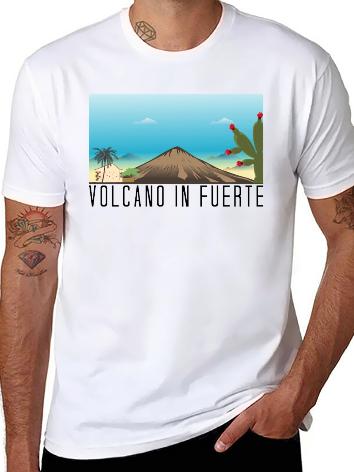 Volcano in Fuerte T-Shirt: Black Cotton Tee