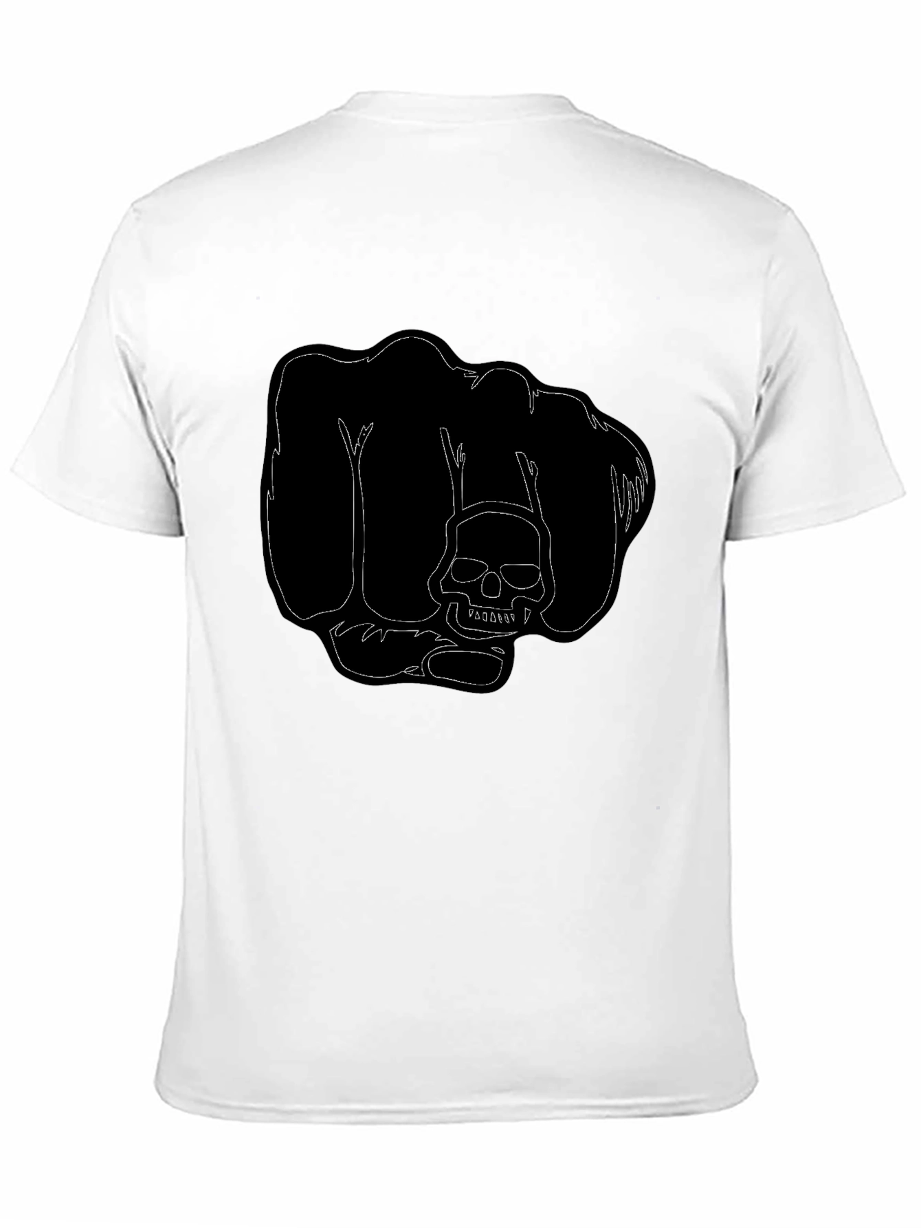 Black T-Shirt with Skull Fist Graphic