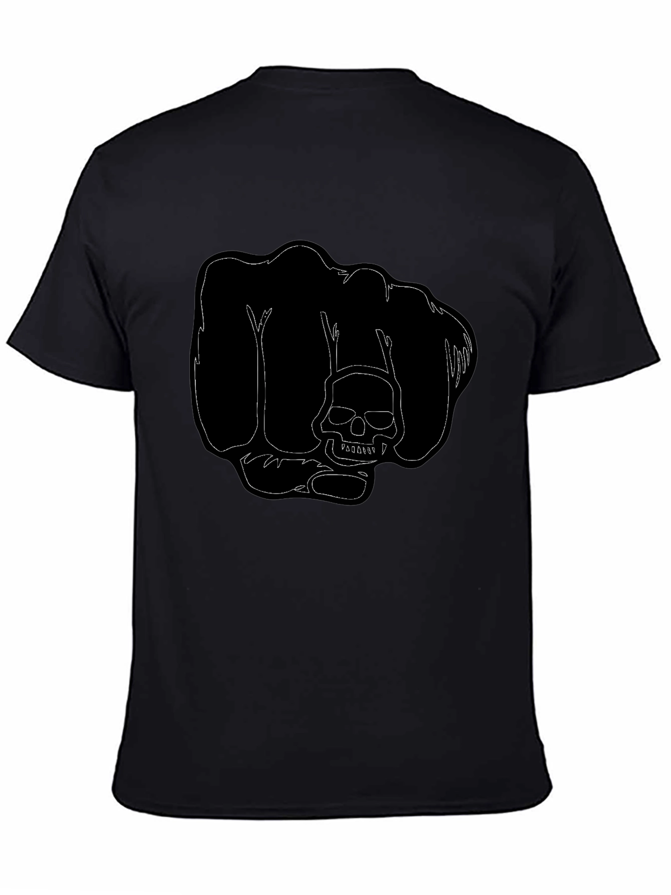 Black T-Shirt with Skull Fist Graphic