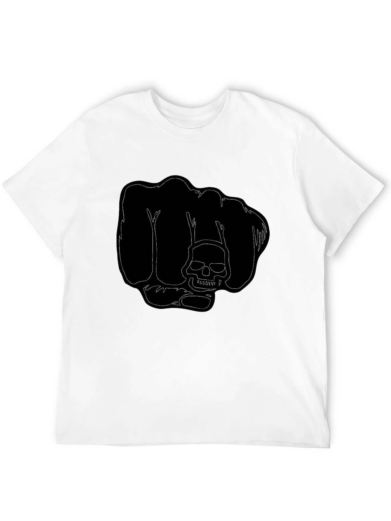 Black T-Shirt with Skull Fist Graphic