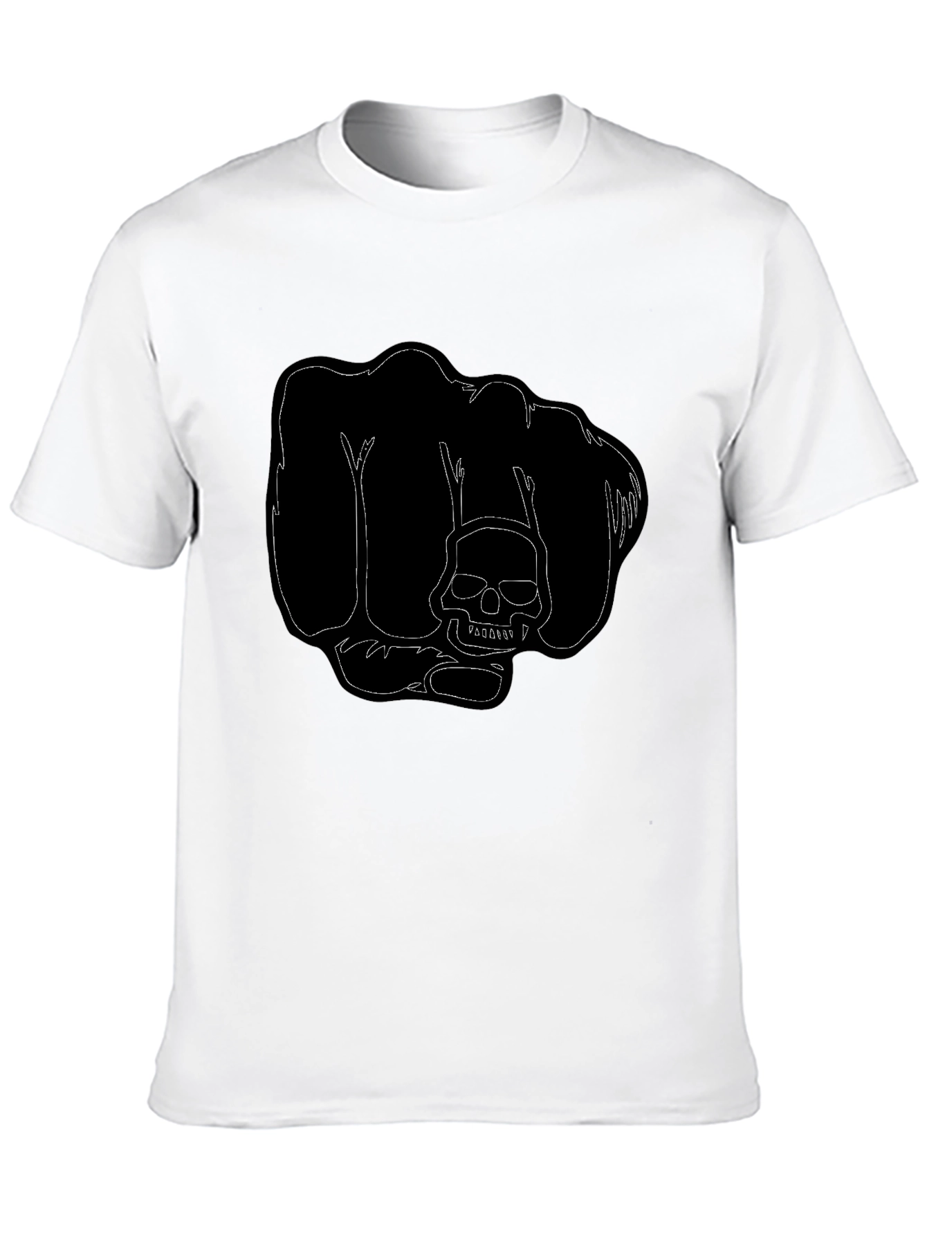 Black T-Shirt with Skull Fist Graphic