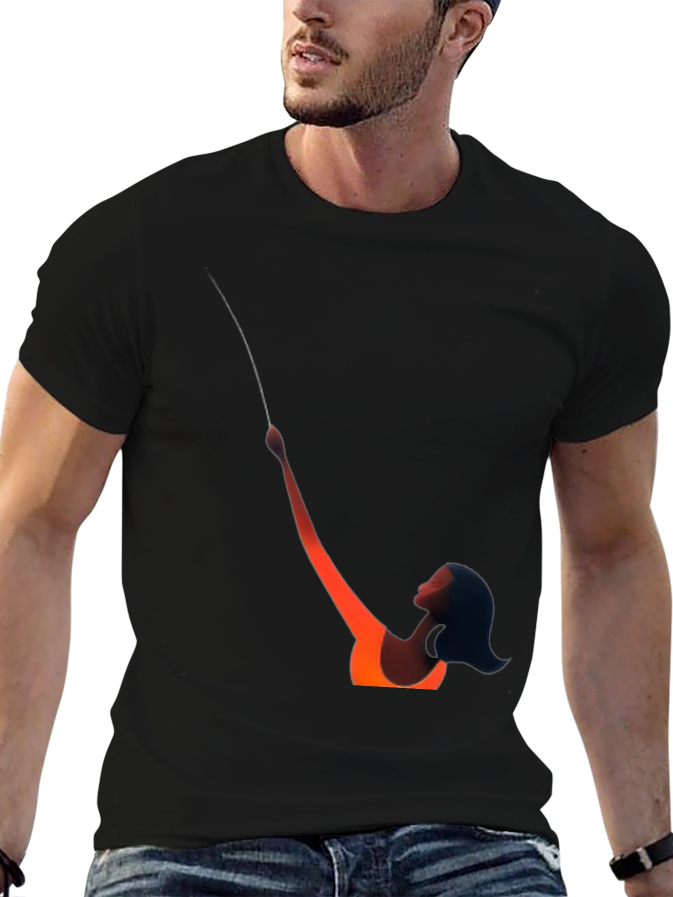 Abstract Silhouette Graphic Tee - Black