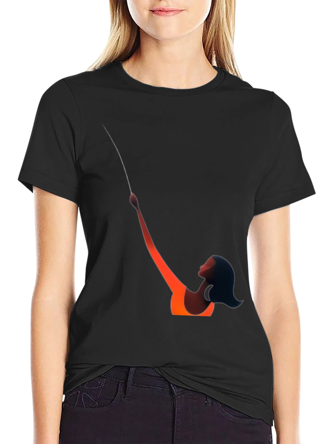 Abstract Silhouette Graphic Tee - Black